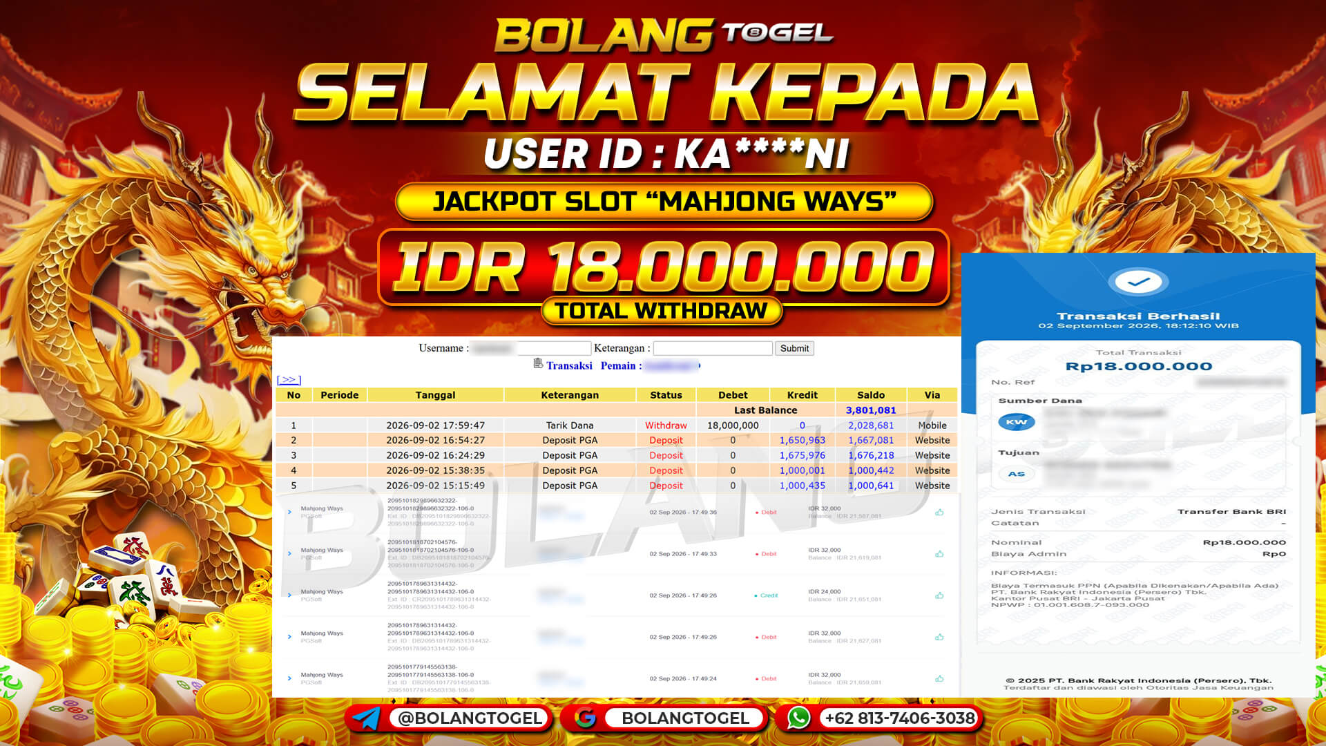 Bukti jackpot MAHJONG WAYS BOLANGTOGEL - gambar 1