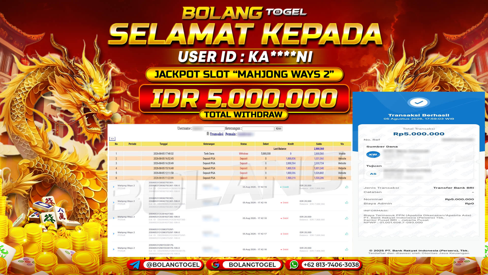 Bukti jackpot MAHJONG WAYS 2 BOLANGTOGEL - gambar 1