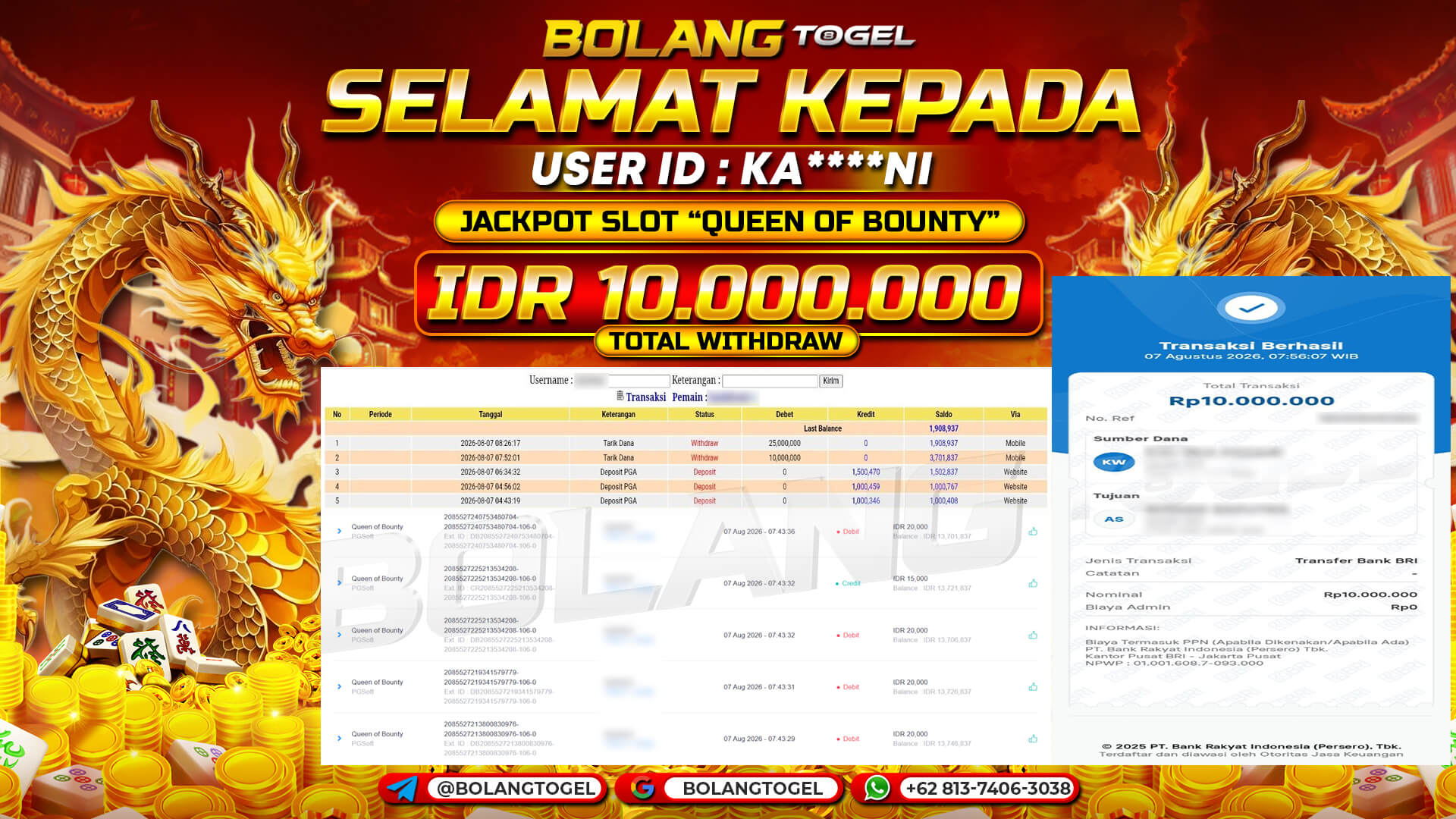 Bukti jackpot QUEEN OF BOUNTY BOLANGTOGEL - gambar 1