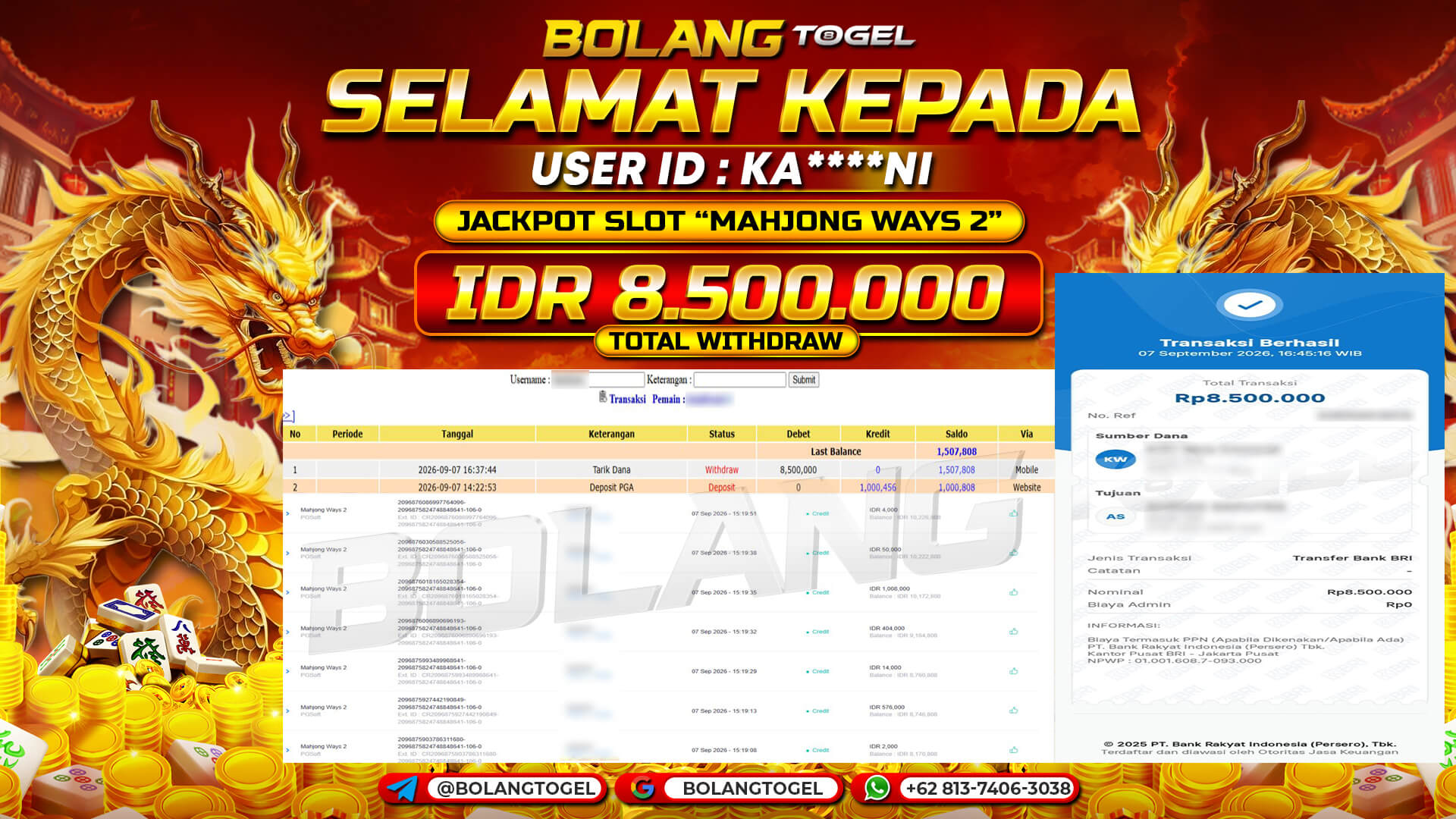 Bukti jackpot MAHJONG WAYS 2 BOLANGTOGEL - gambar 1