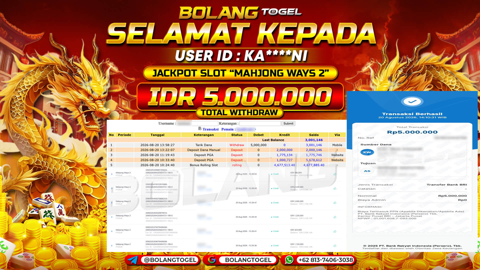 Bukti jackpot MAHYONG WAYS 2 BOLANGTOGEL - gambar 1