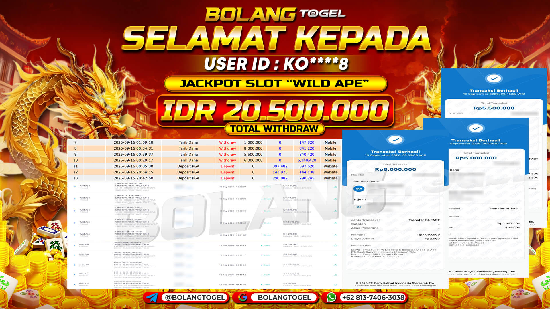 Bukti jackpot WILD APE BOLANGTOGEL - gambar 1