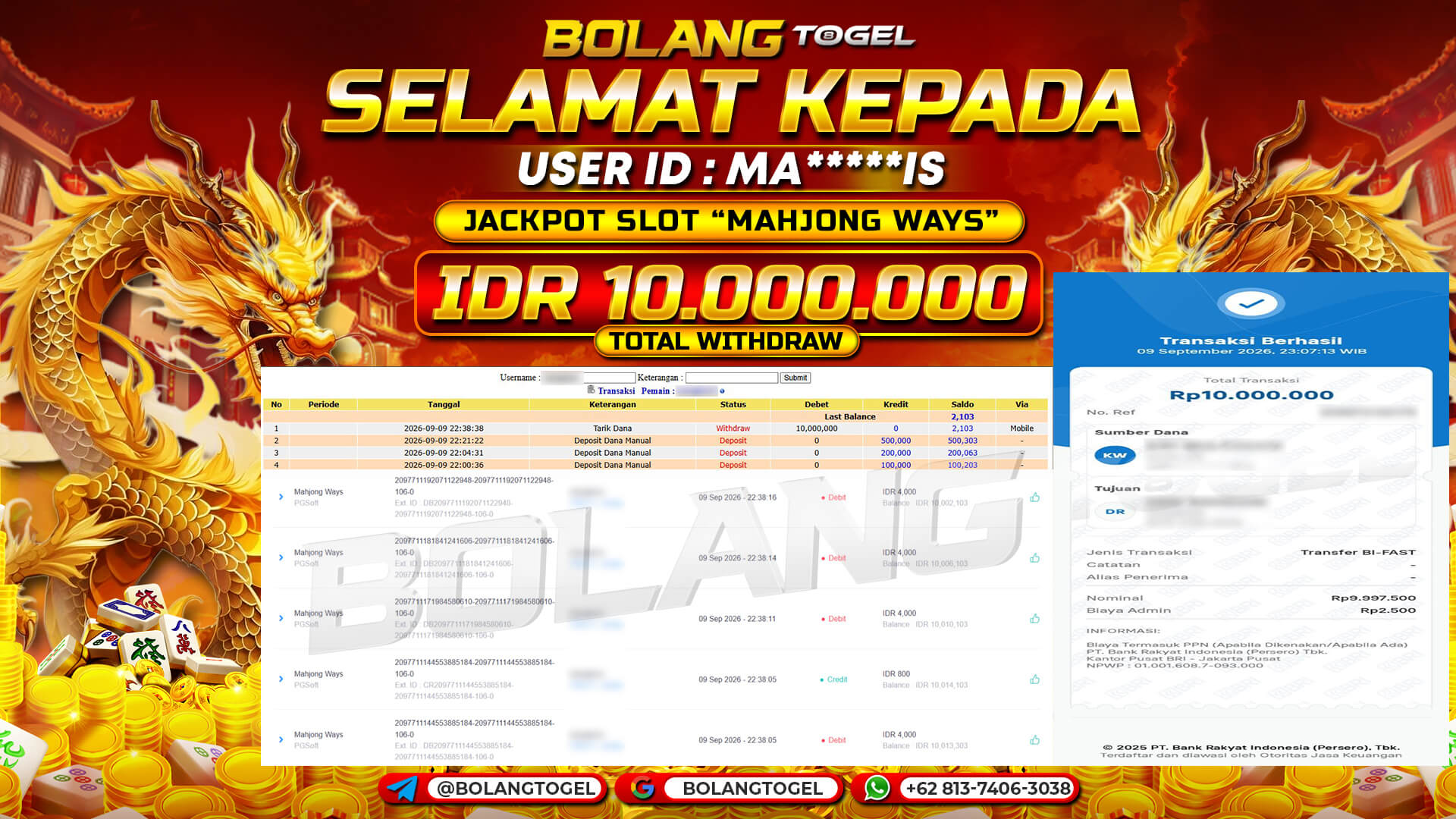 Bukti jackpot MAHJONG WAYS BOLANGTOGEL - gambar 1