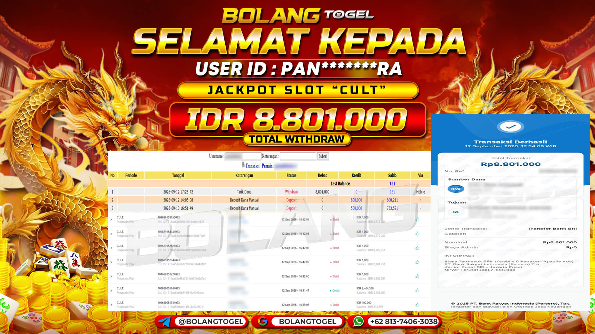 Bukti jackpot CULT BOLANGTOGEL - gambar 1