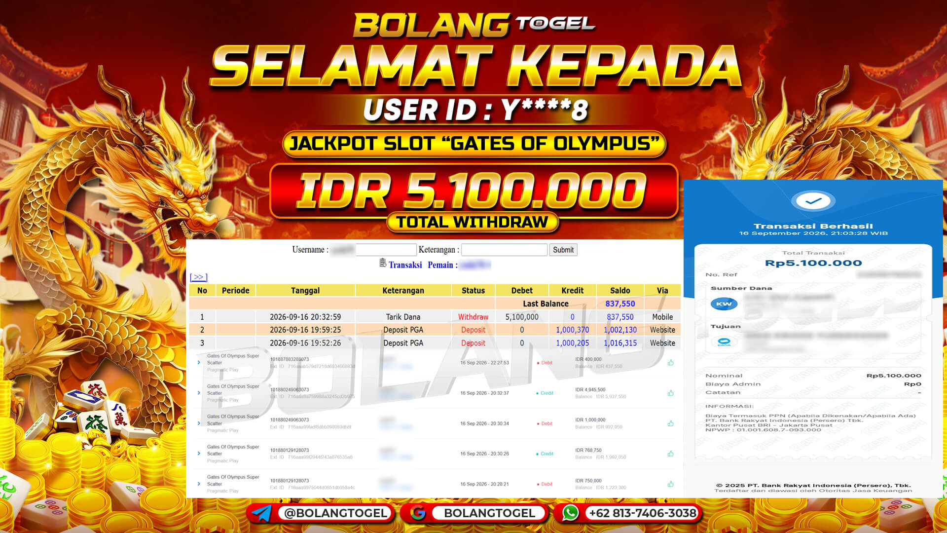 Bukti jackpot GATES OF OLYMPUS BOLANGTOGEL - gambar 1