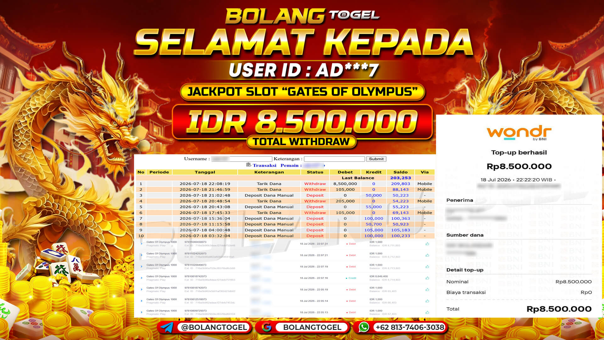 Bukti jackpot GATES OF OLYMPUS 1000 BOLANGTOGEL - gambar 1