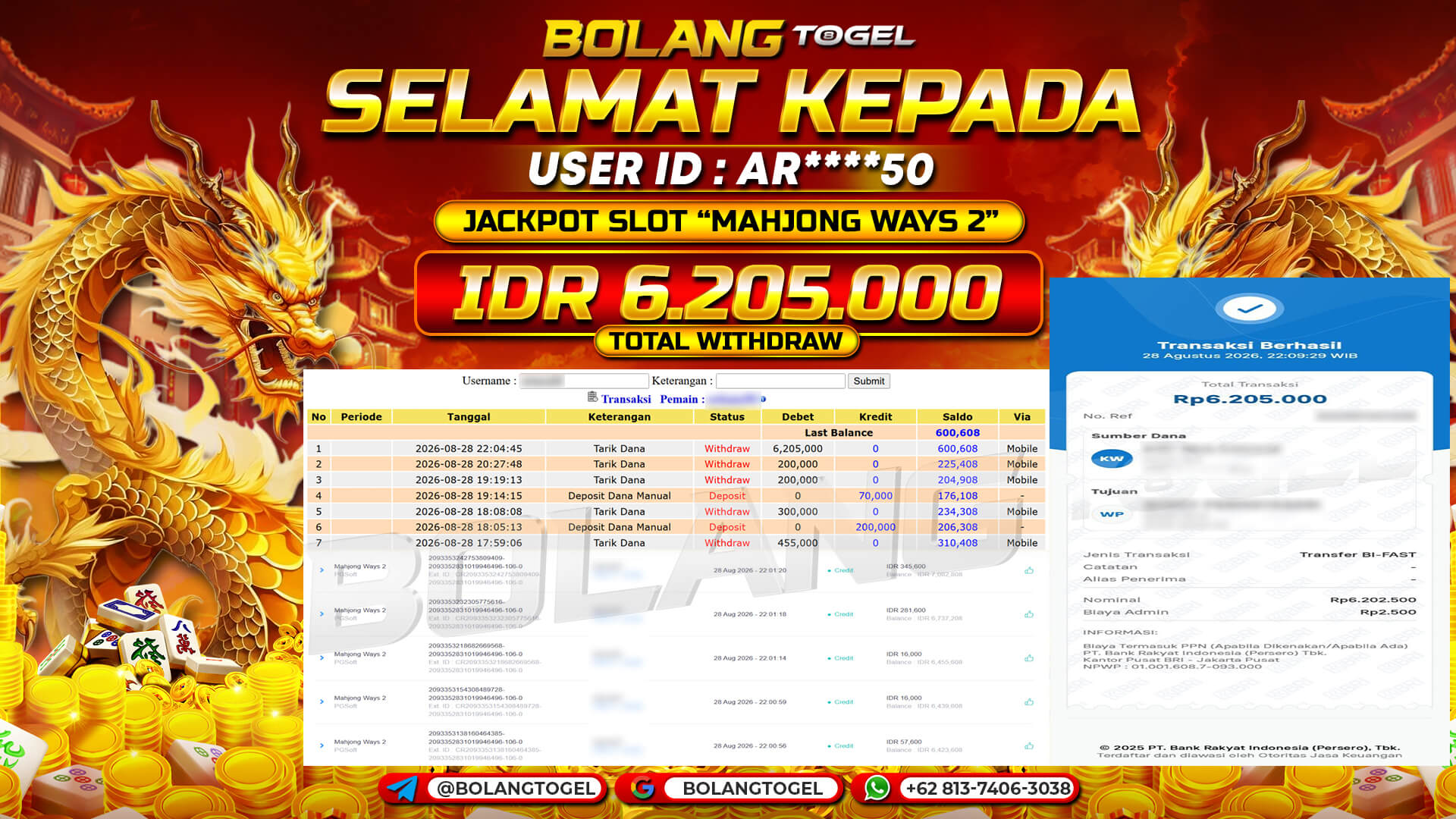Bukti jackpot MAHJONG WAYS 2 BOLANGTOGEL - gambar 1