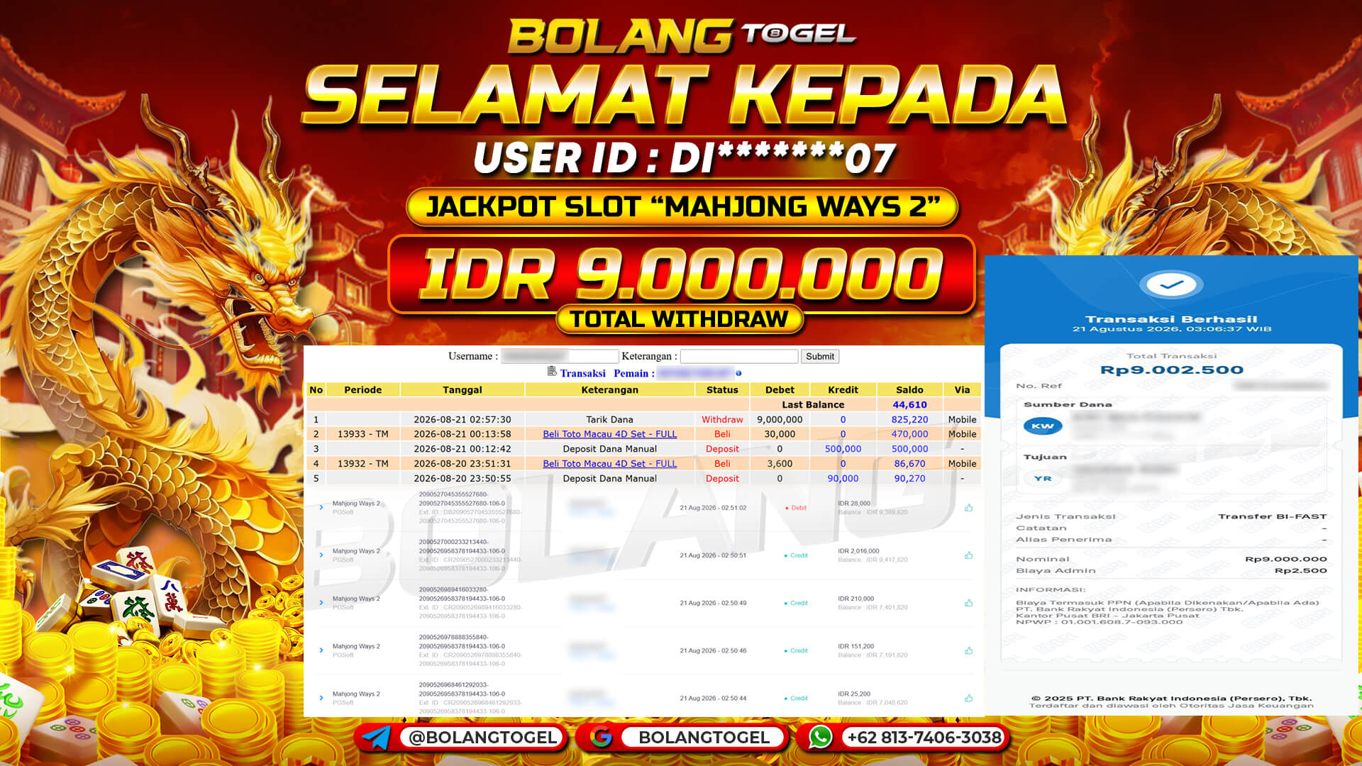 Bukti jackpot MAHJONG WAYS 2 BOLANGTOGEL - gambar 1