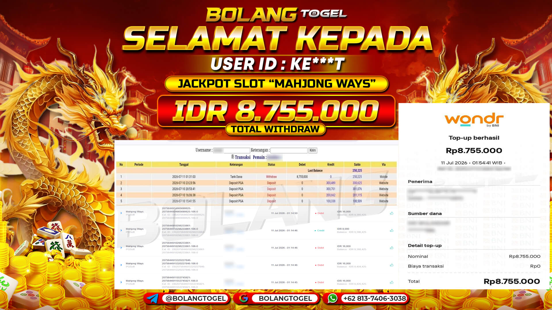 Bukti jackpot MAHJONG WAYS BOLANGTOGEL - gambar 1