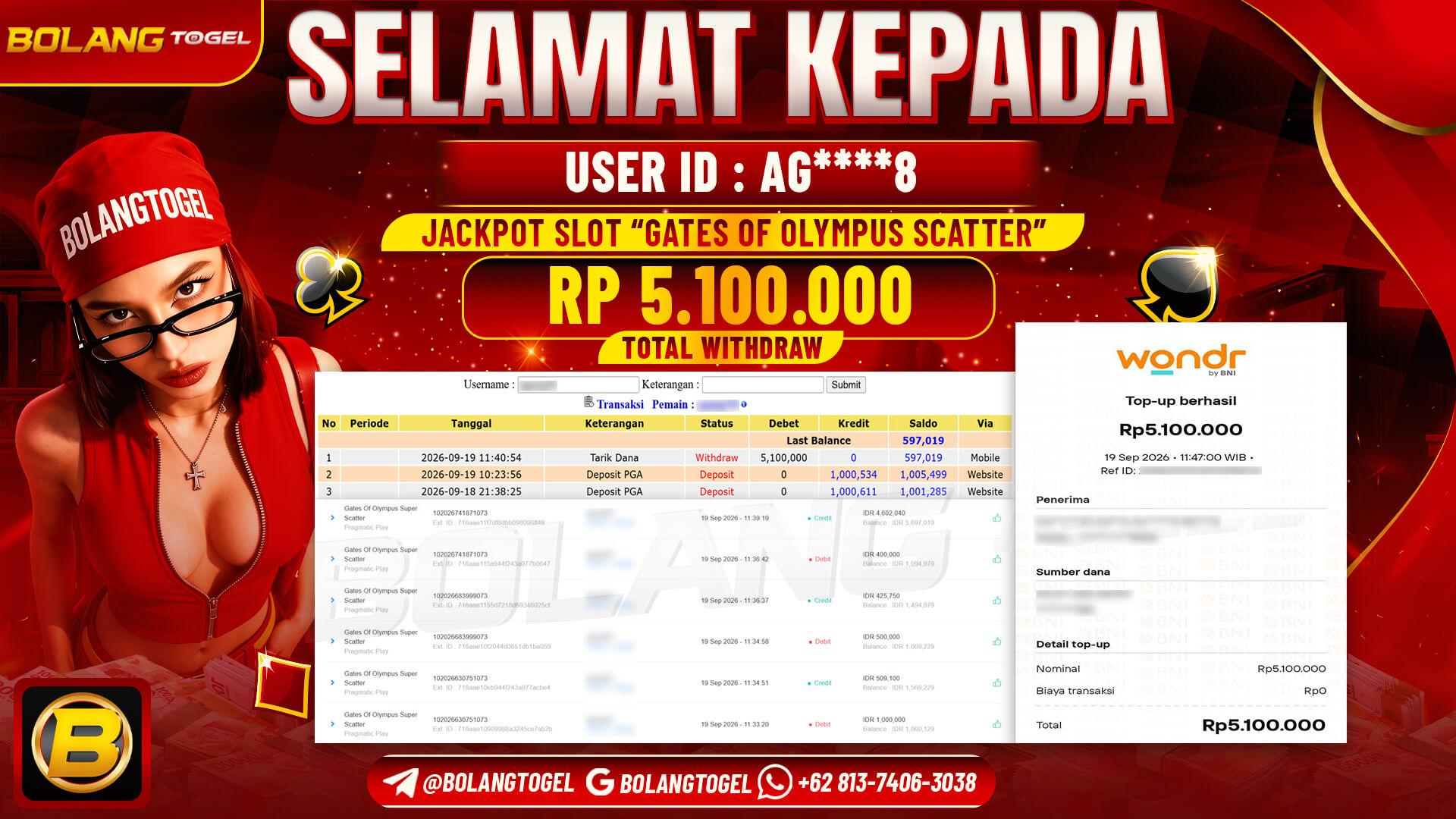 Bukti jackpot GATES OF OLYMPUS SUPER SCATTER BOLANGTOGEL - gambar 1