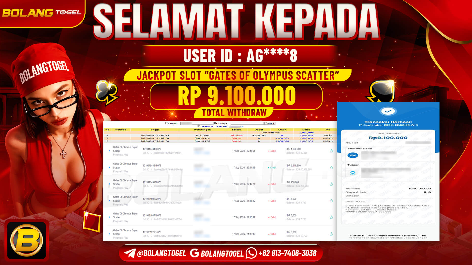 Bukti jackpot GATES OF OLYMPUS SUPER SCATTER BOLANGTOGEL - gambar 1