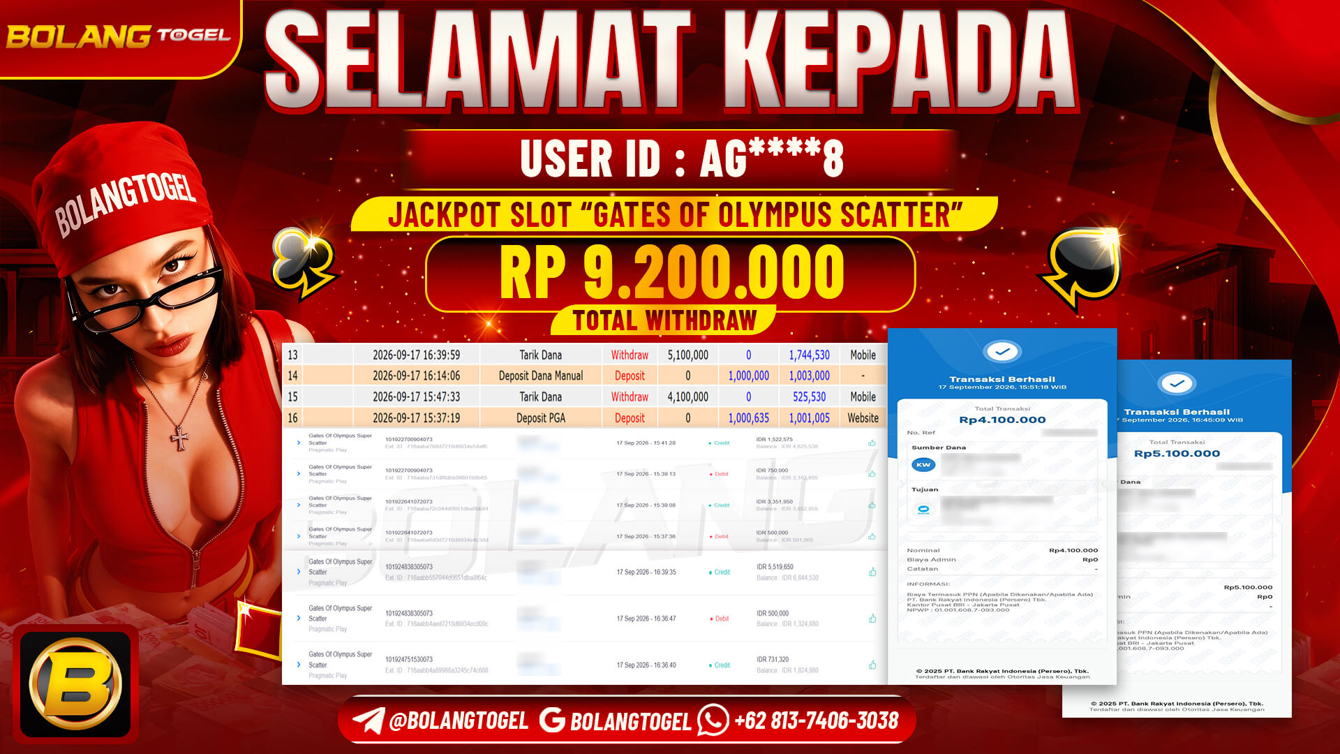 Bukti jackpot GATES OF OLYMPUS SUPER SCATTER BOLANGTOGEL - gambar 1