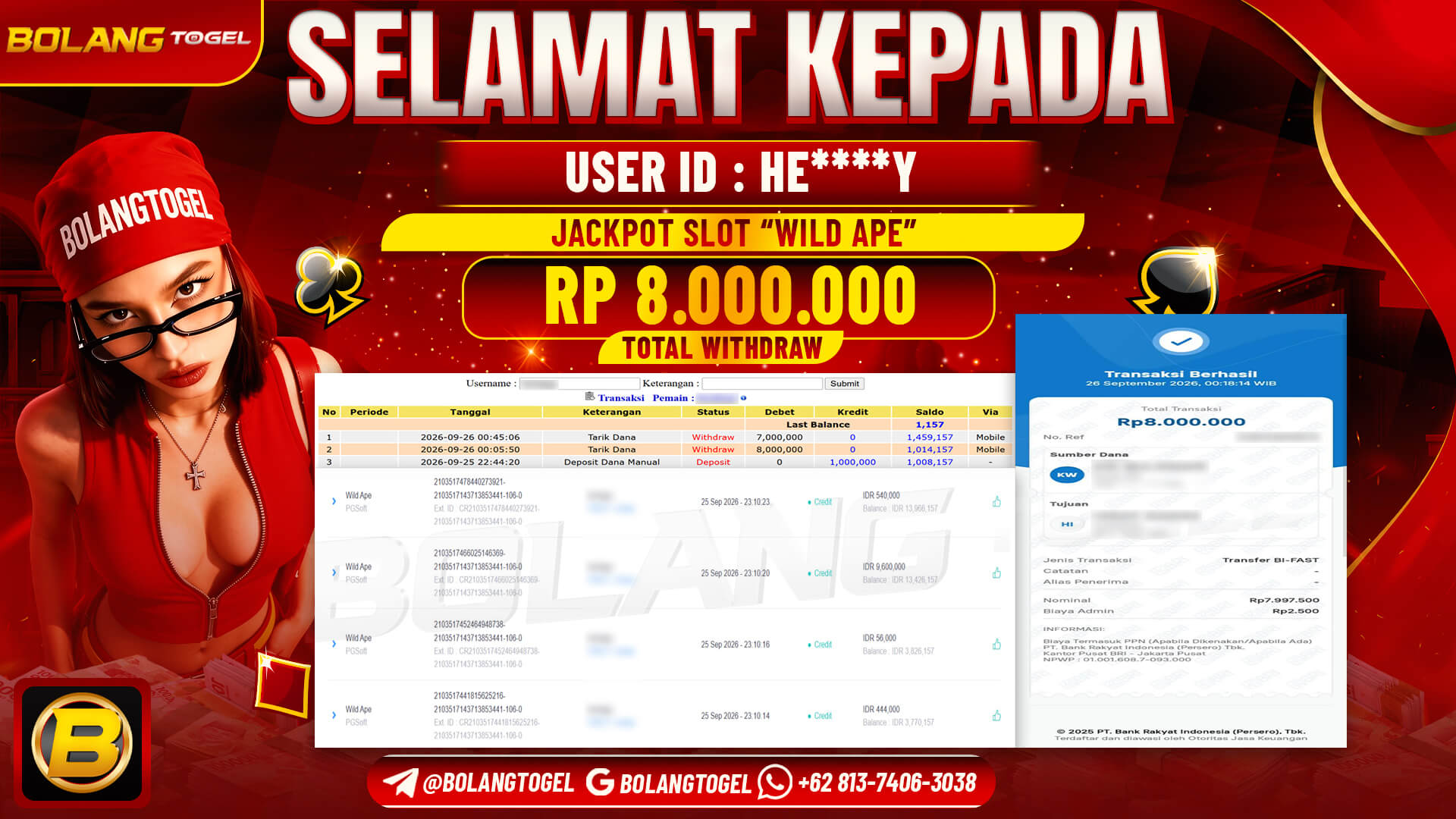 Bukti jackpot WILD APE BOLANGTOGEL - gambar 1