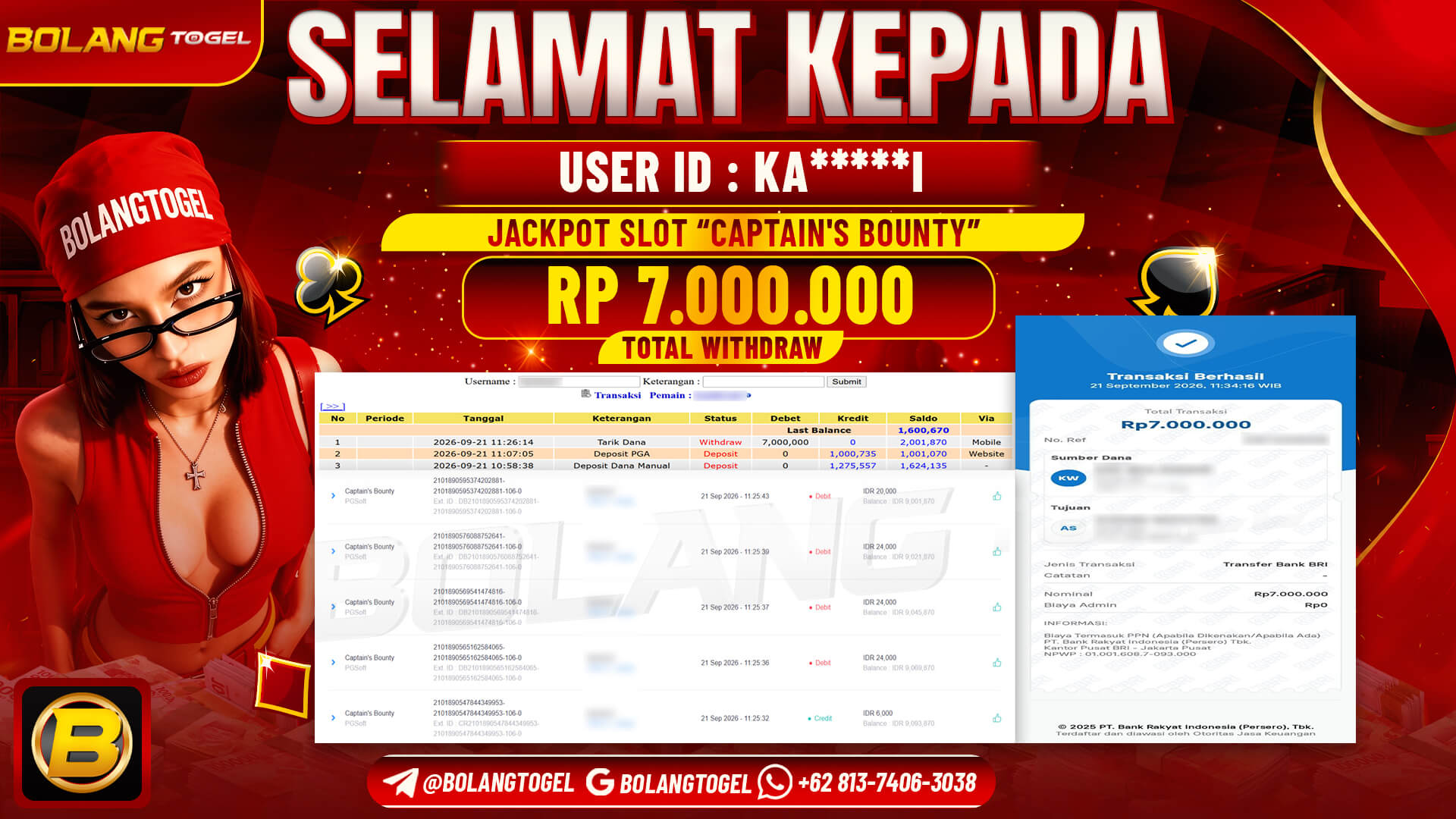 Bukti jackpot CAPTAIN'S BOUNTY BOLANGTOGEL - gambar 1