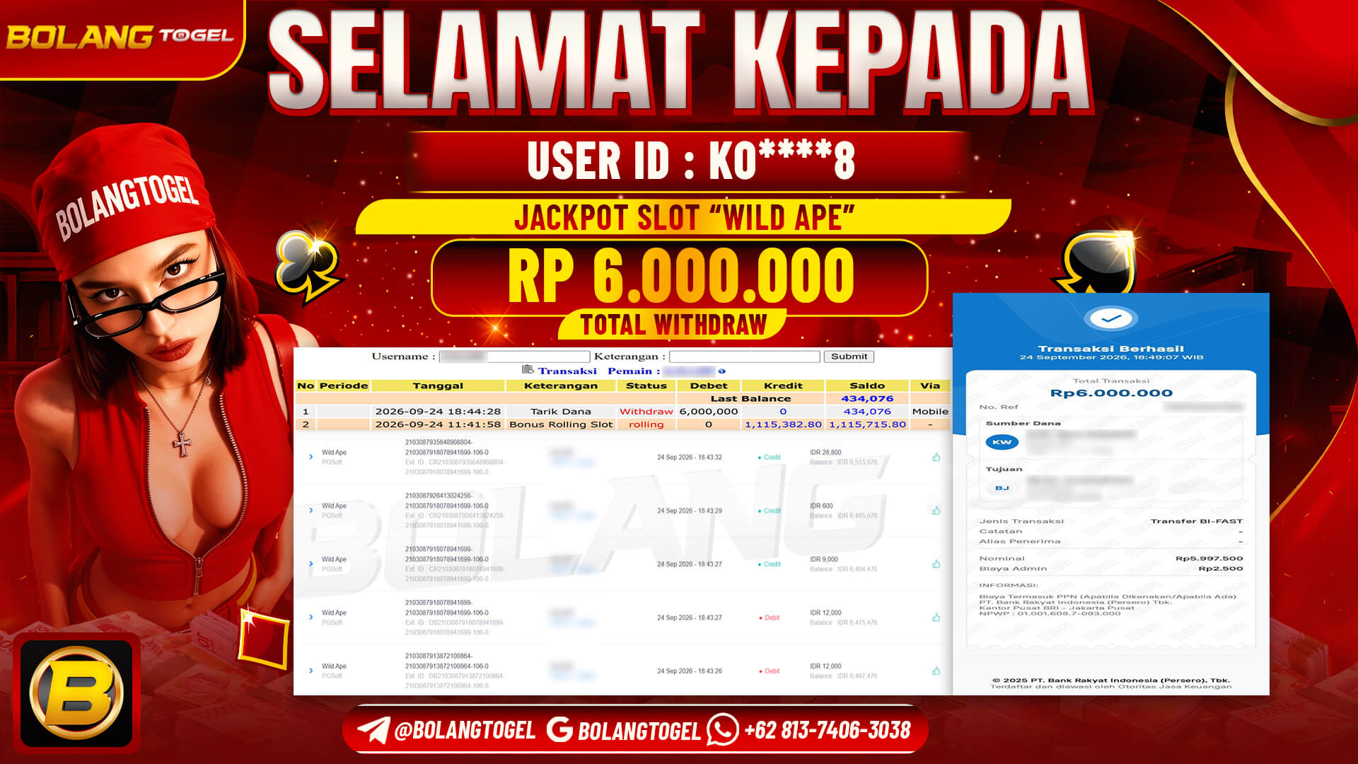 Bukti jackpot WILD APE BOLANGTOGEL - gambar 1