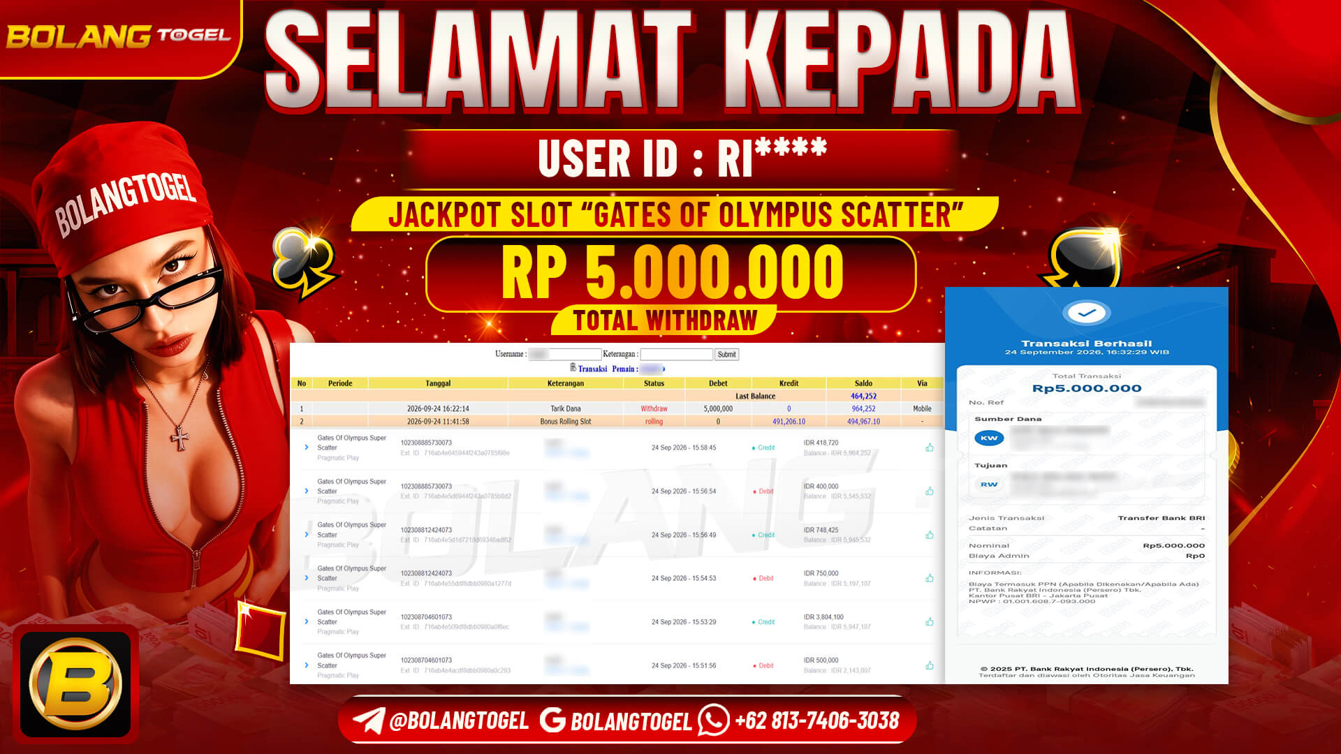 Bukti jackpot GATES OF OLYMPUS SUPER SCATTER BOLANGTOGEL - gambar 1