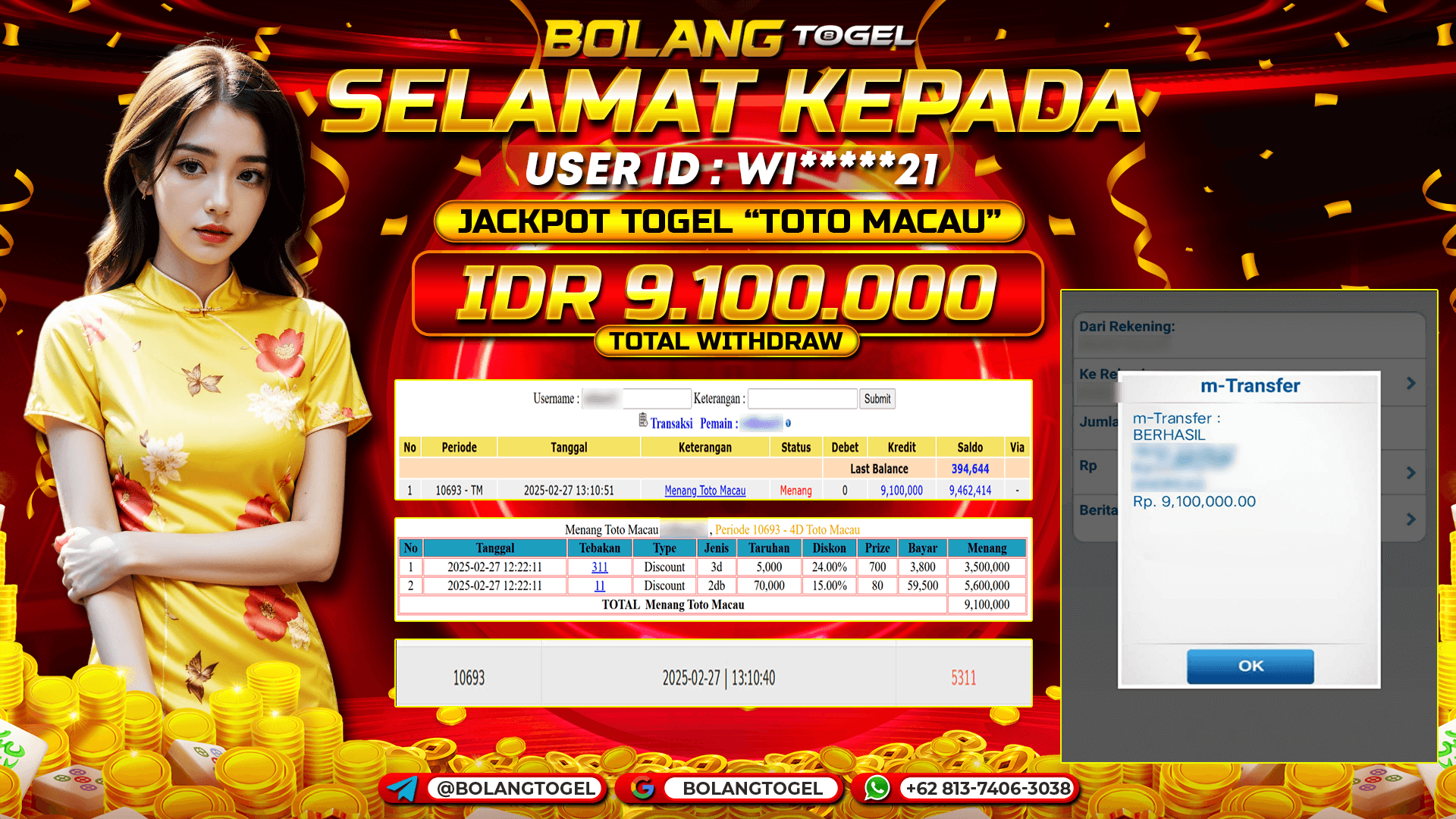 Bukti jackpot TOGEL PASARAN TOTO MACAU BOLANGTOGEL - gambar 1