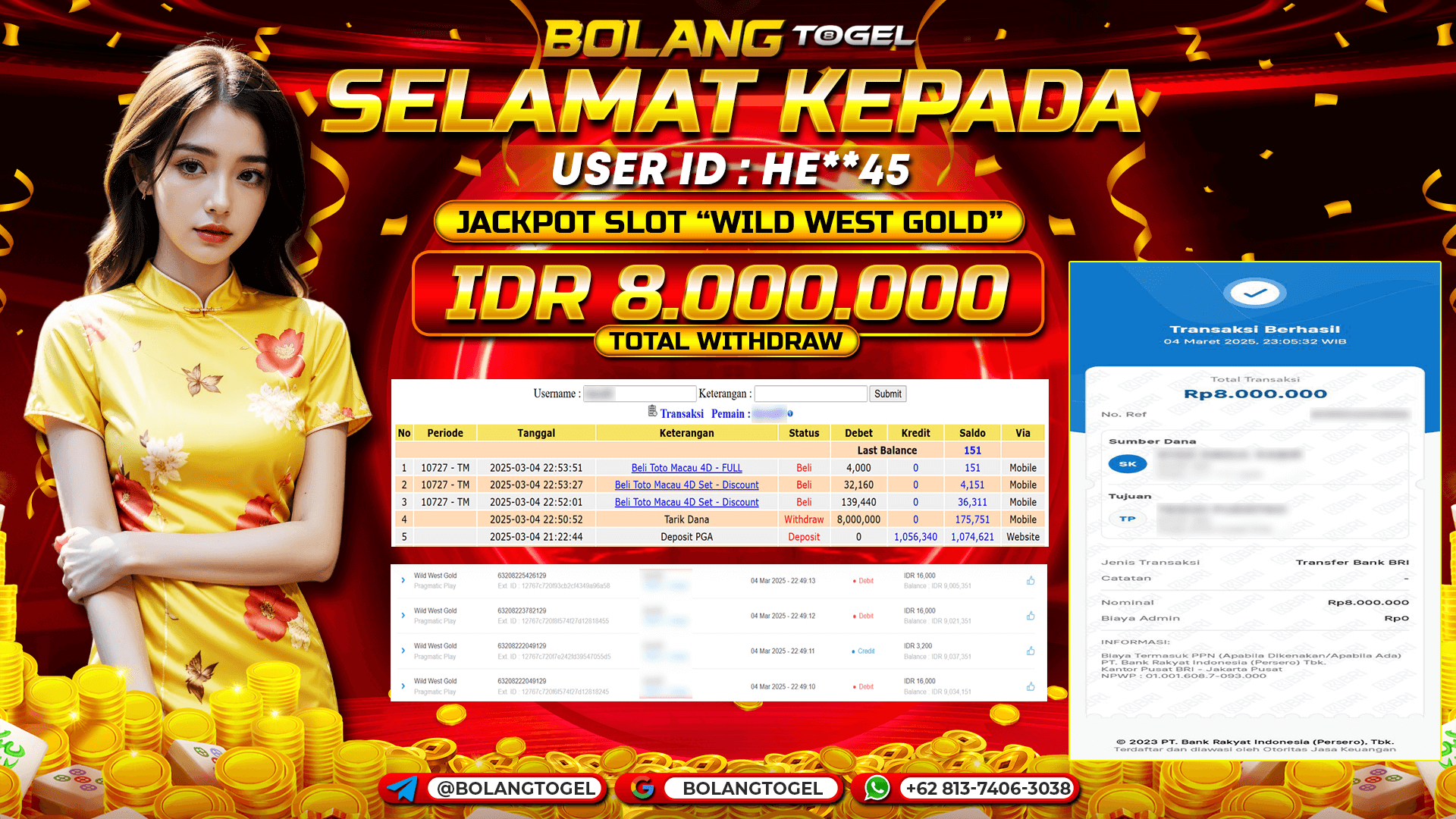 Bukti jackpot SLOT WILD WEST GOLD BOLANGTOGEL - gambar 1