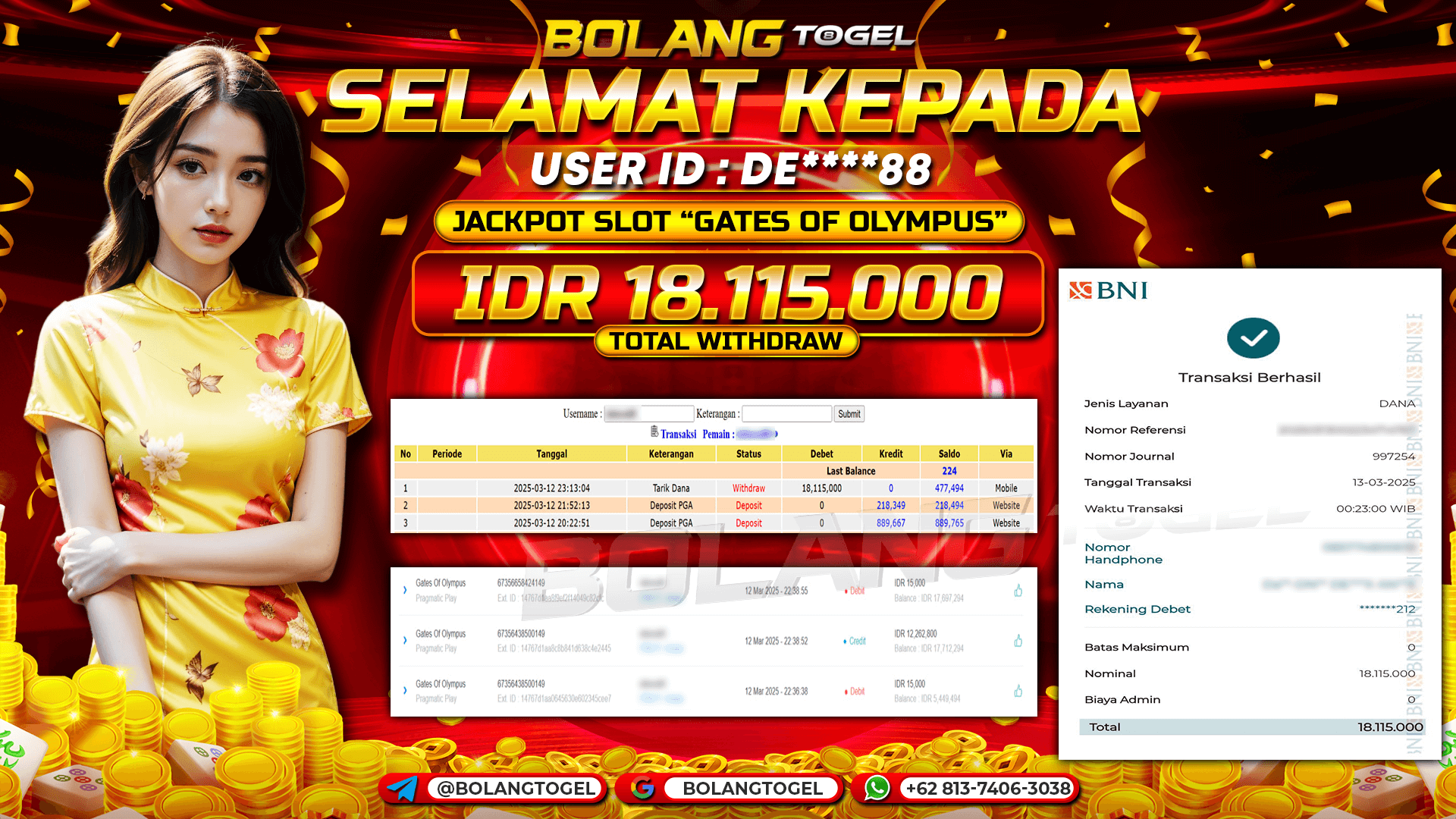 Bukti jackpot SLOT GATES OF OLYMPUS BOLANGTOGEL - gambar 1