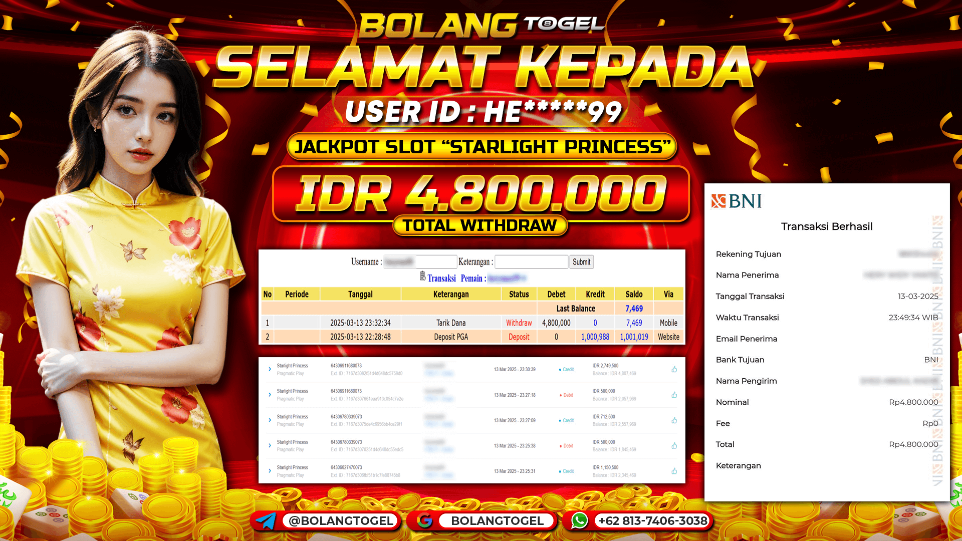 Bukti jackpot SLOT STARLIGHT PRINCESS BOLANGTOGEL - gambar 1