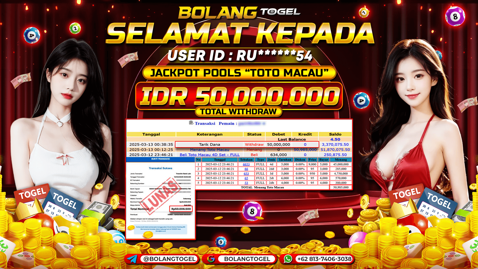Bukti jackpot TOGEL PASARAN TOTO MACAU BOLANGTOGEL - gambar 1