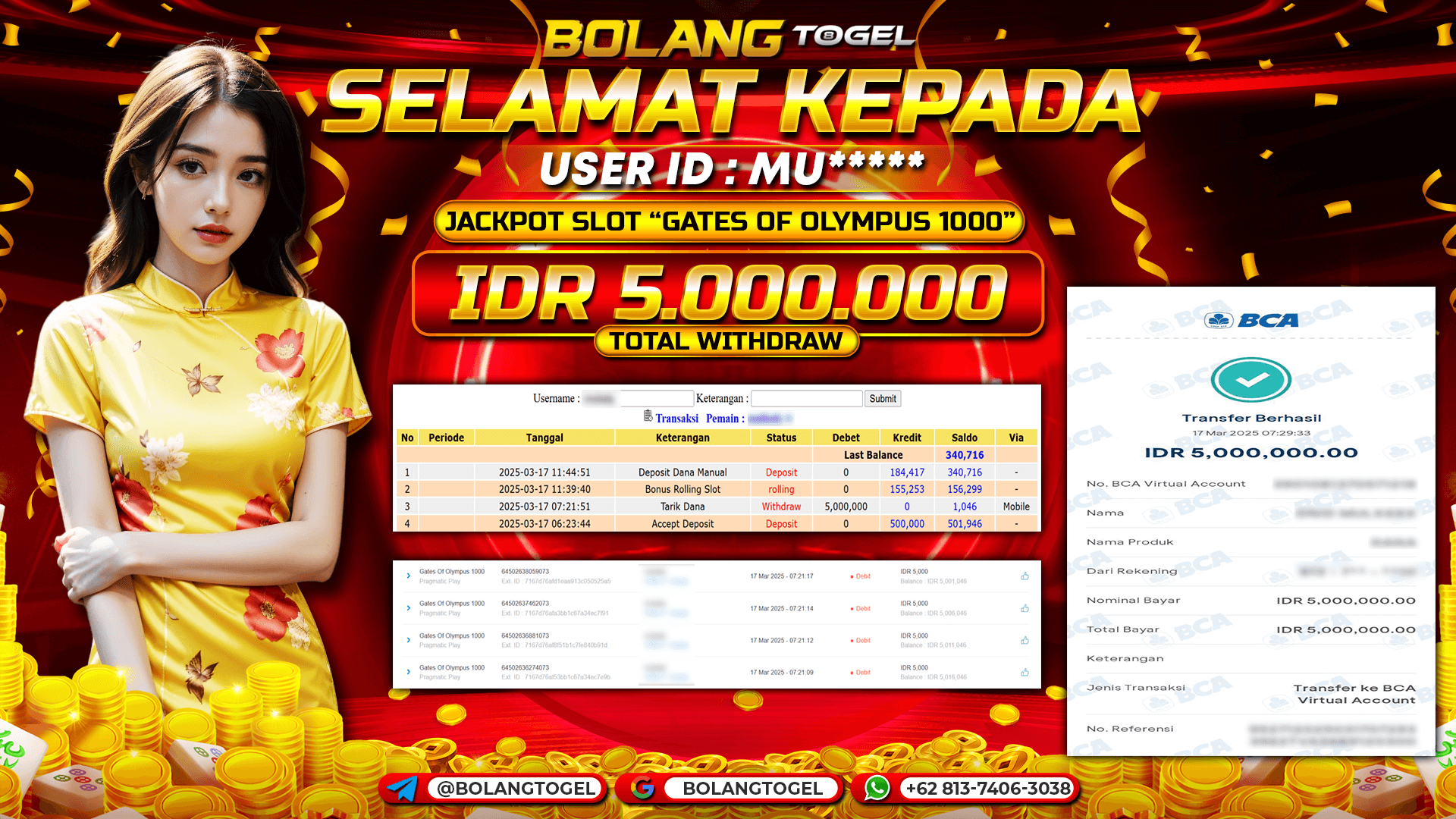 Bukti jackpot SLOT GATES OF OLYMPUS 1000 BOLANGTOGEL - gambar 1