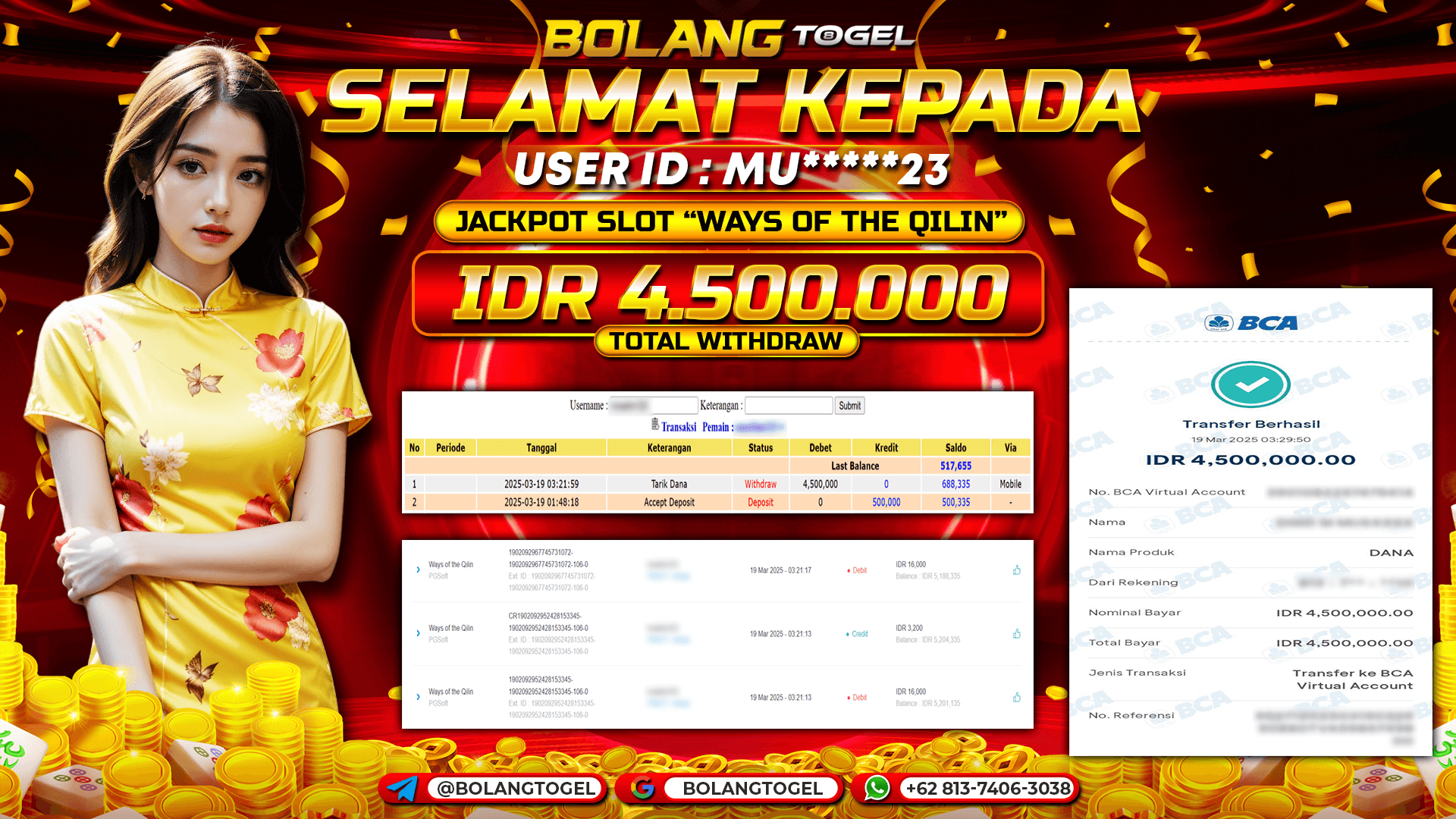 Bukti jackpot SLOT WAYS OF THE QILIN BOLANGTOGEL - gambar 1