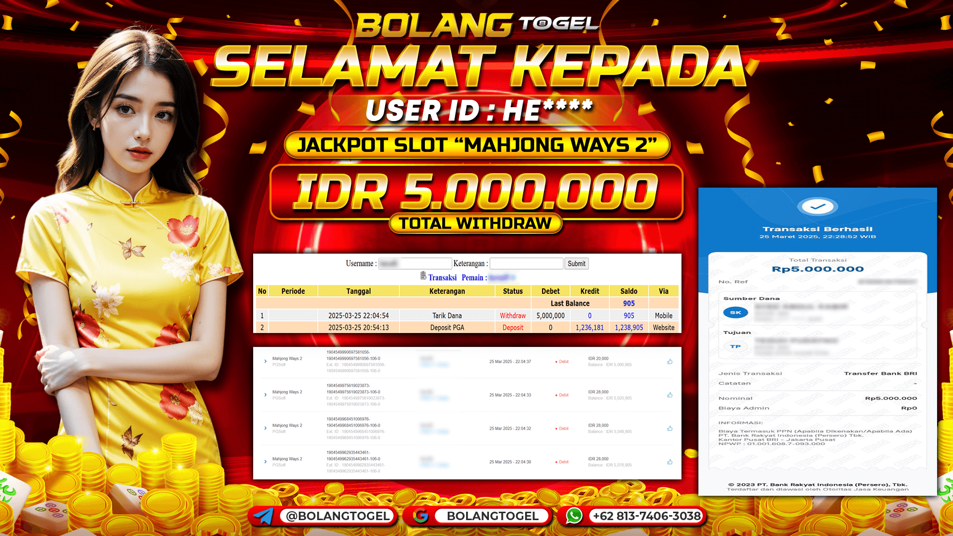 Bukti jackpot SLOT MAHJONG WAYS 2 BOLANGTOGEL - gambar 1