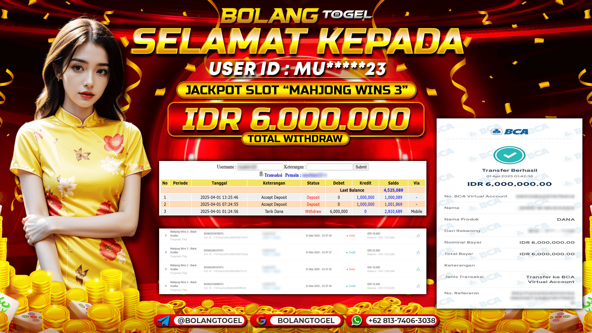 Bukti jackpot SLOT MAHJONG WINS 3 BOLANGTOGEL - gambar 1