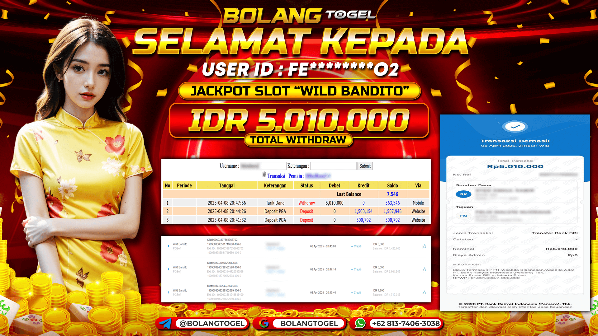 Bukti jackpot SLOT WILD BANDITO BOLANGTOGEL - gambar 1