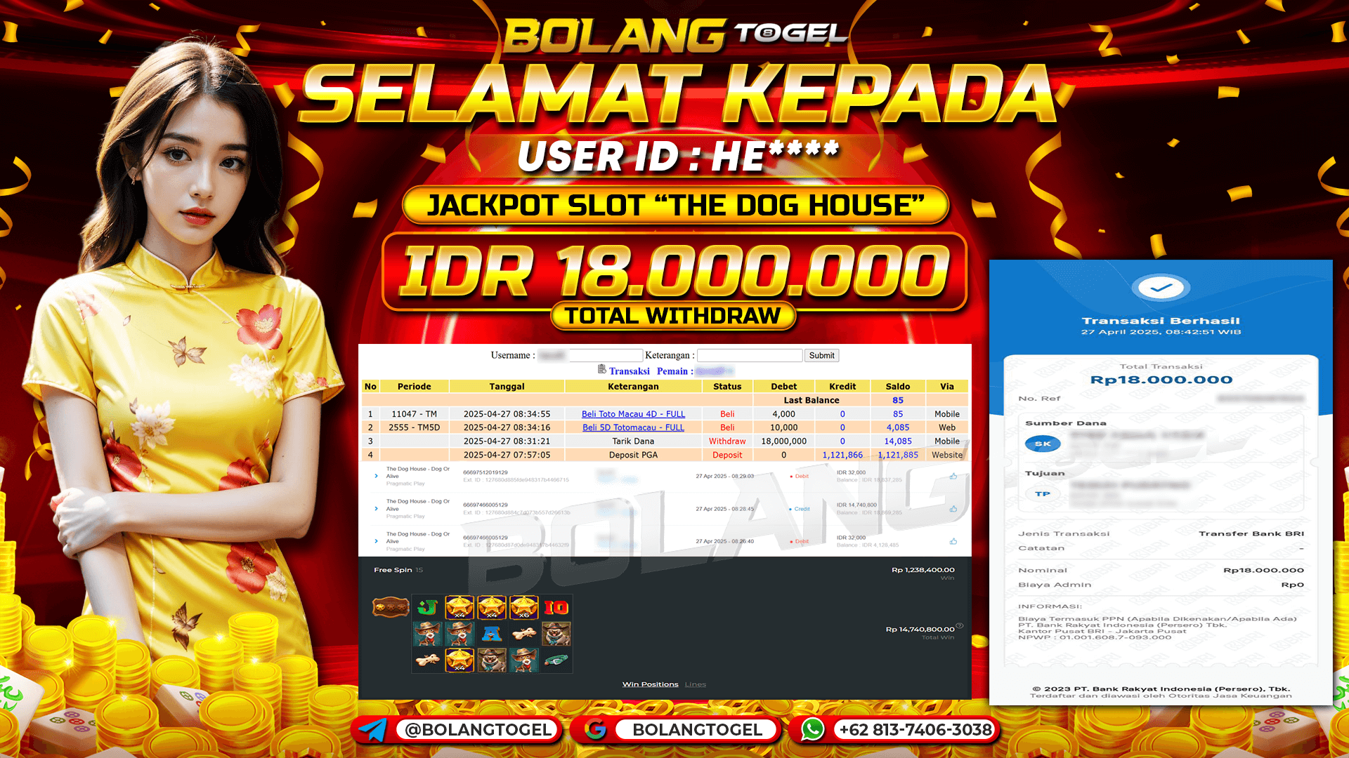 Bukti jackpot SLOT THE DOG HOUSE - DOG OR ALIVE BOLANGTOGEL - gambar 1