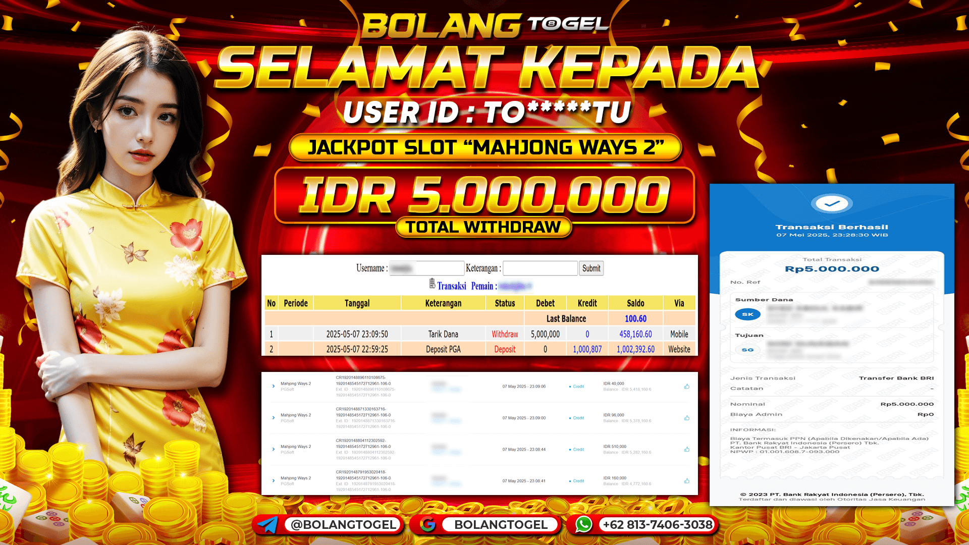 Bukti jackpot SLOT MAHJONG WAYS 2 BOLANGTOGEL - gambar 1