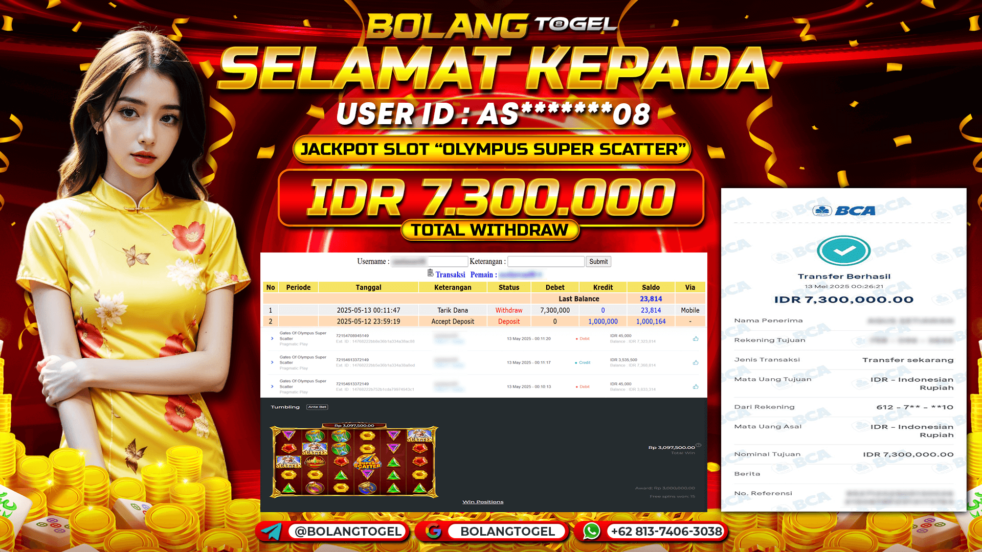 Bukti jackpot SLOT GATES OF OLYMPUS SUPER SCATTER BOLANGTOGEL - gambar 1