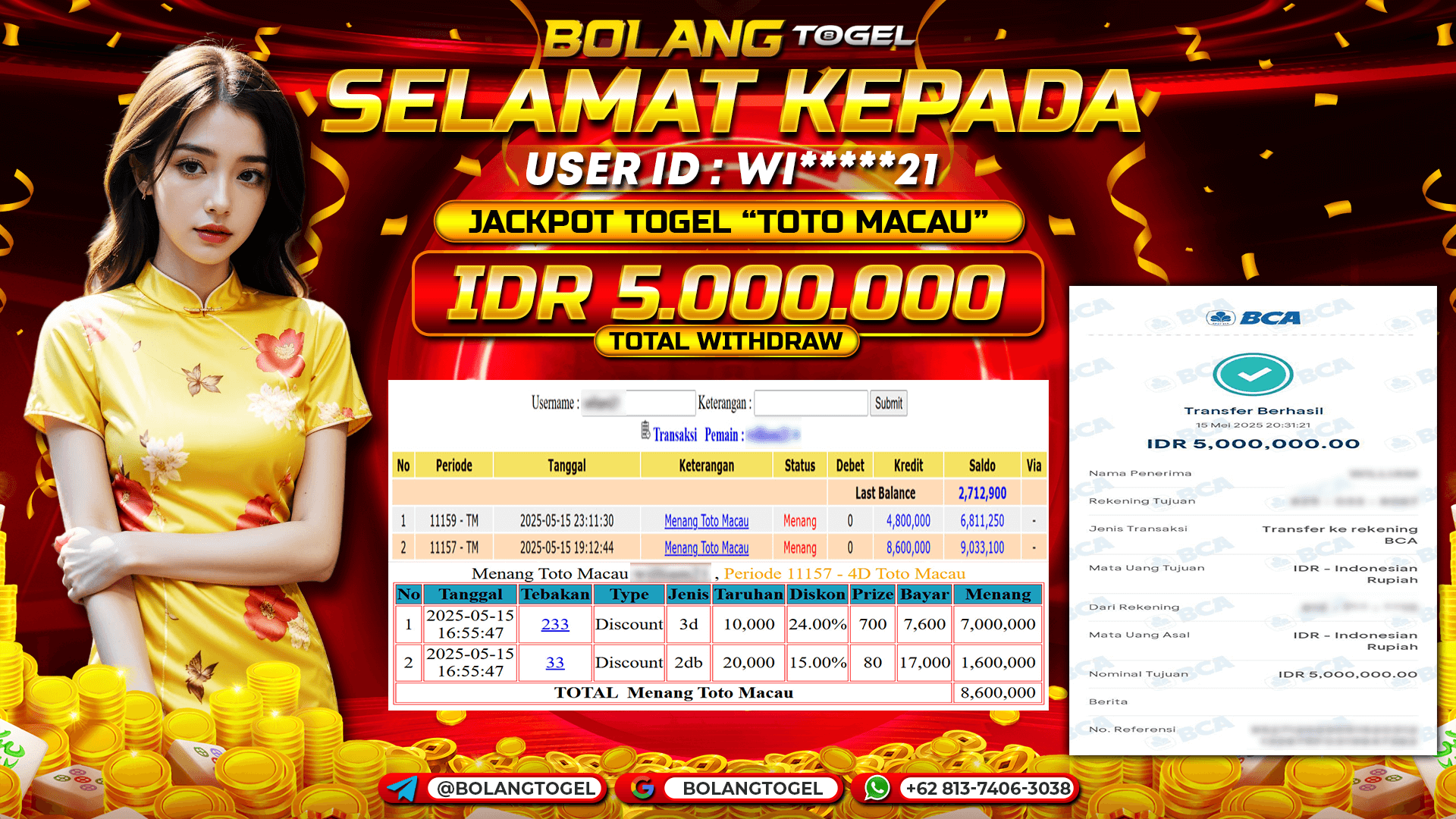 Bukti jackpot TOGEL TOTO MACAU 4D BOLANGTOGEL - gambar 1
