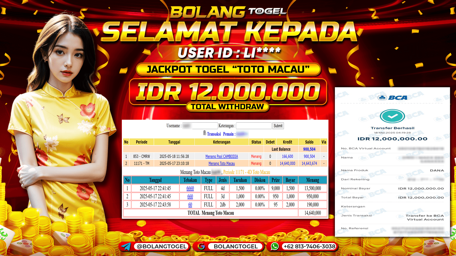 Bukti jackpot TOGEL TOTO MACAU 4D BOLANGTOGEL - gambar 1