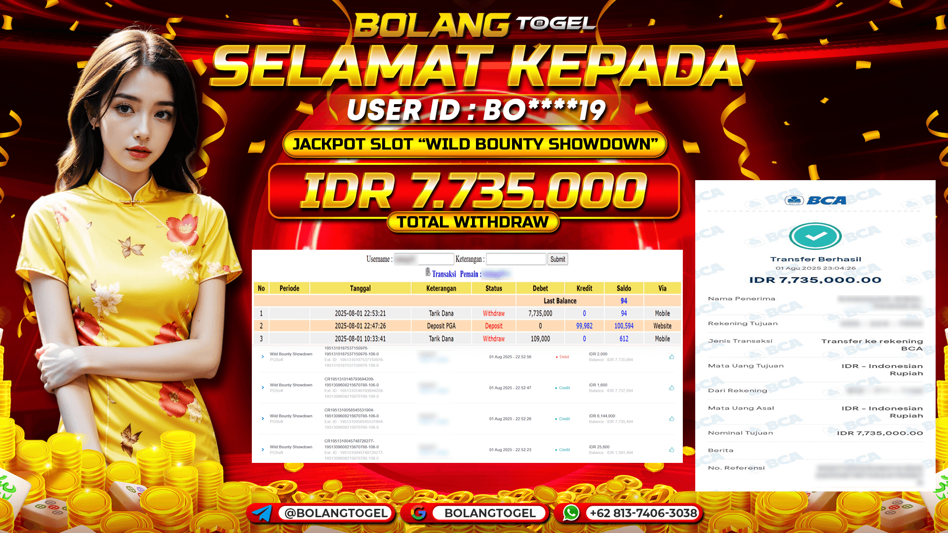 Bukti jackpot SLOT WILD BOUNTY SHOWDOWN BOLANGTOGEL - gambar 1