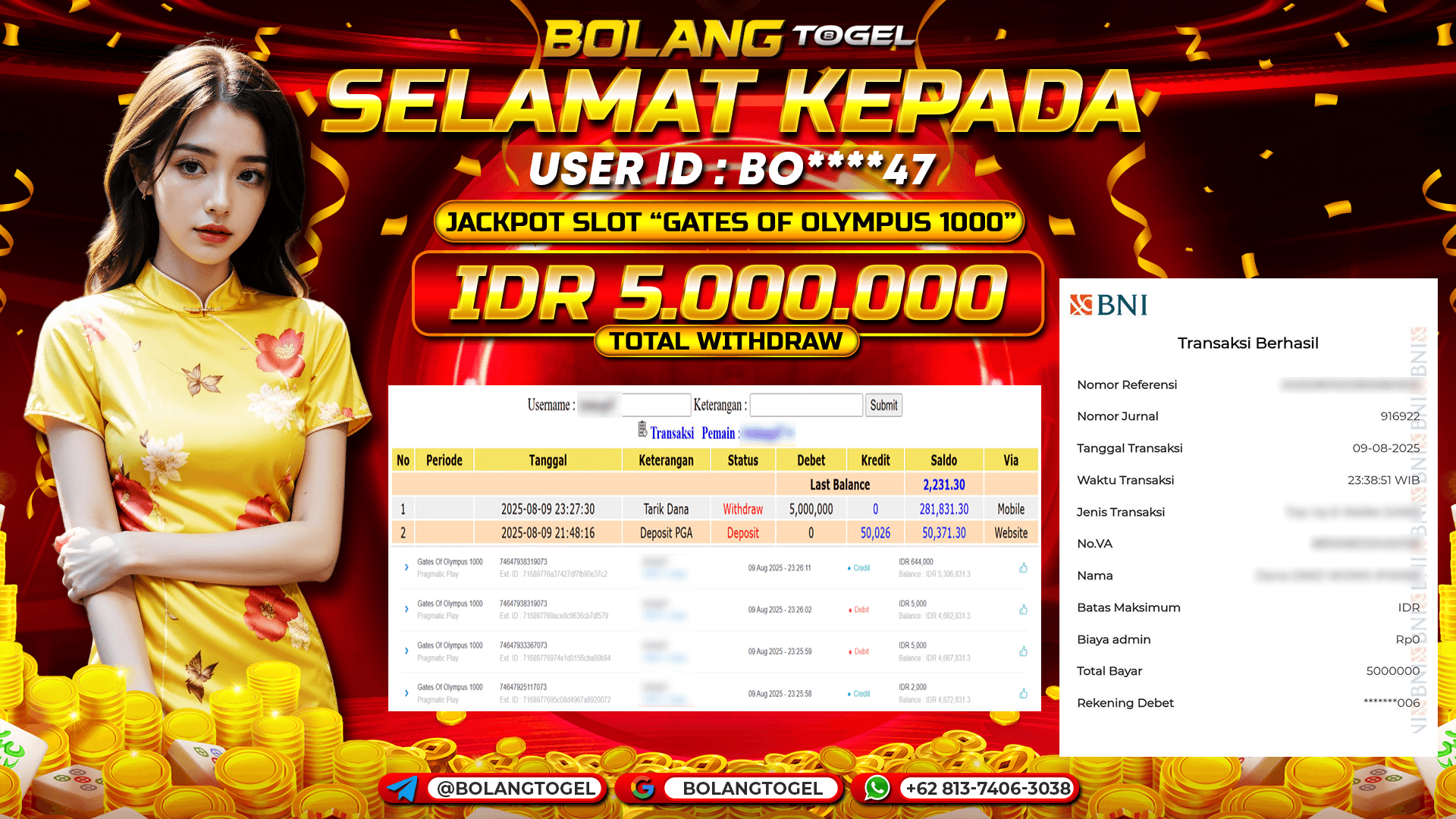 Bukti jackpot SLOT GATES OF OLYMPUS 1000 BOLANGTOGEL - gambar 1