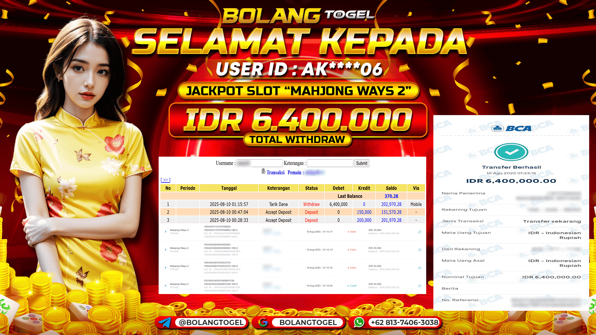 Bukti jackpot SLOT MAHJONG WAYS 2 BOLANGTOGEL - gambar 1