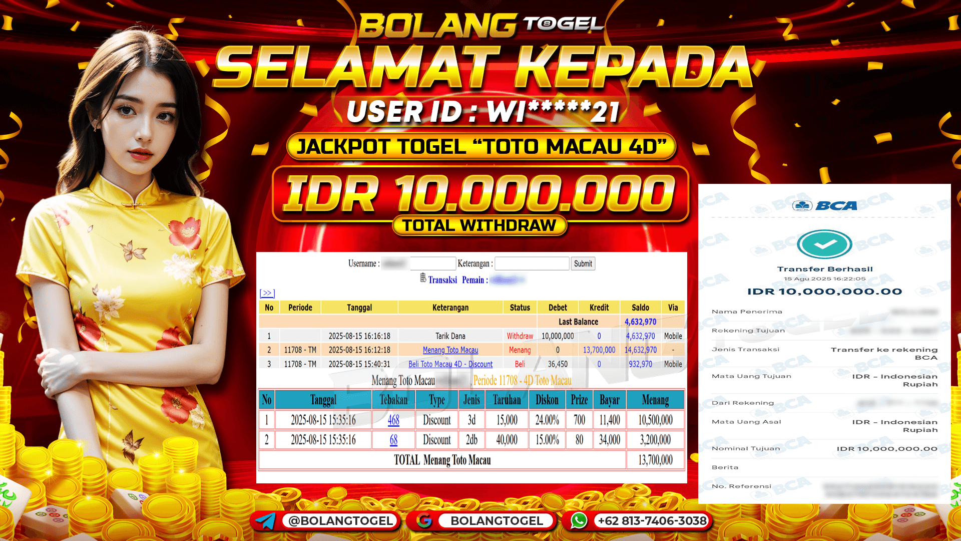 Bukti jackpot TOGEL TOTO MACAU 4D BOLANGTOGEL - gambar 1