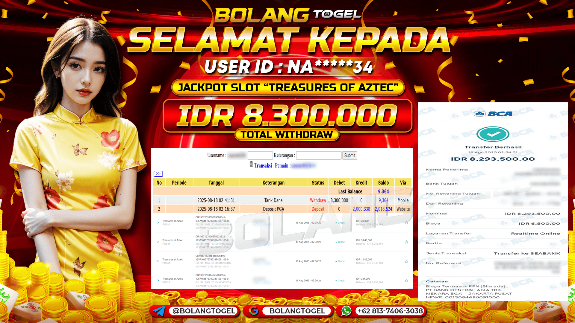 Bukti jackpot SLOT TREASURES OF AZTEC BOLANGTOGEL - gambar 1