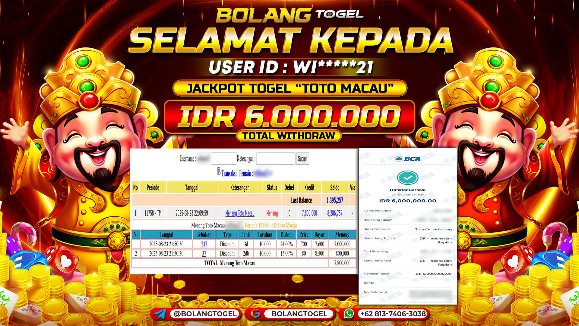 Bukti jackpot TOGEL TOTO MACAU 4D BOLANGTOGEL - gambar 1