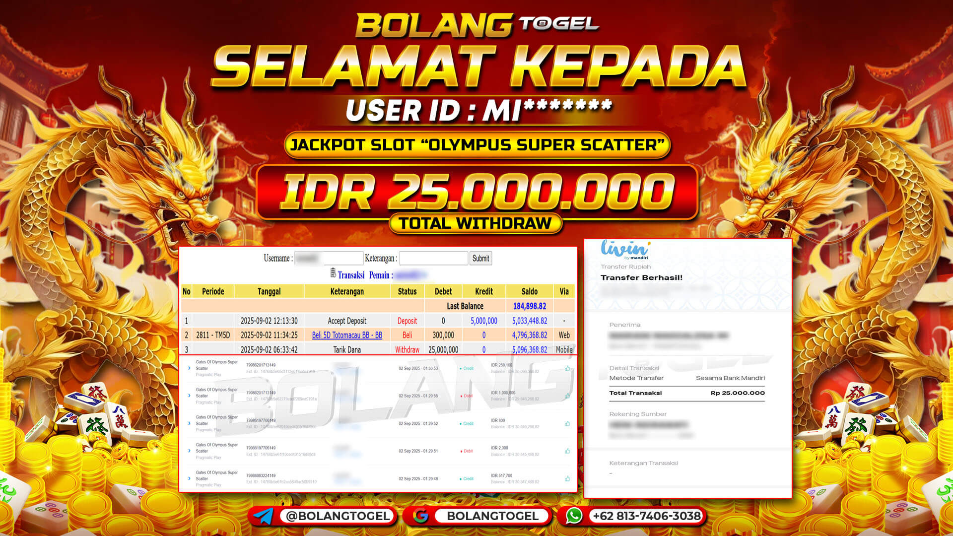 Bukti jackpot SLOT GATES OF OLYMPUS SUPER SCATTER BOLANGTOGEL - gambar 1