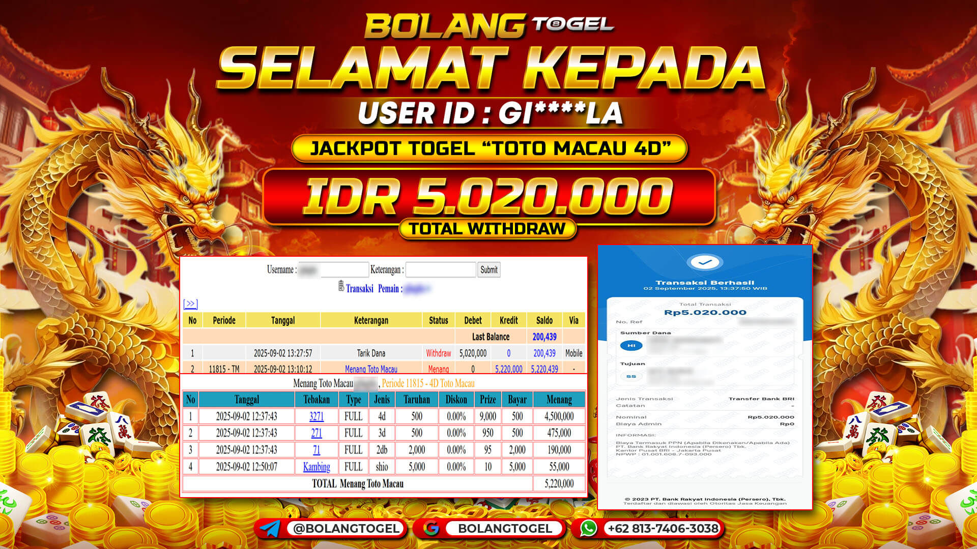 Bukti jackpot TOGEL TOTO MACAU 4D BOLANGTOGEL - gambar 1