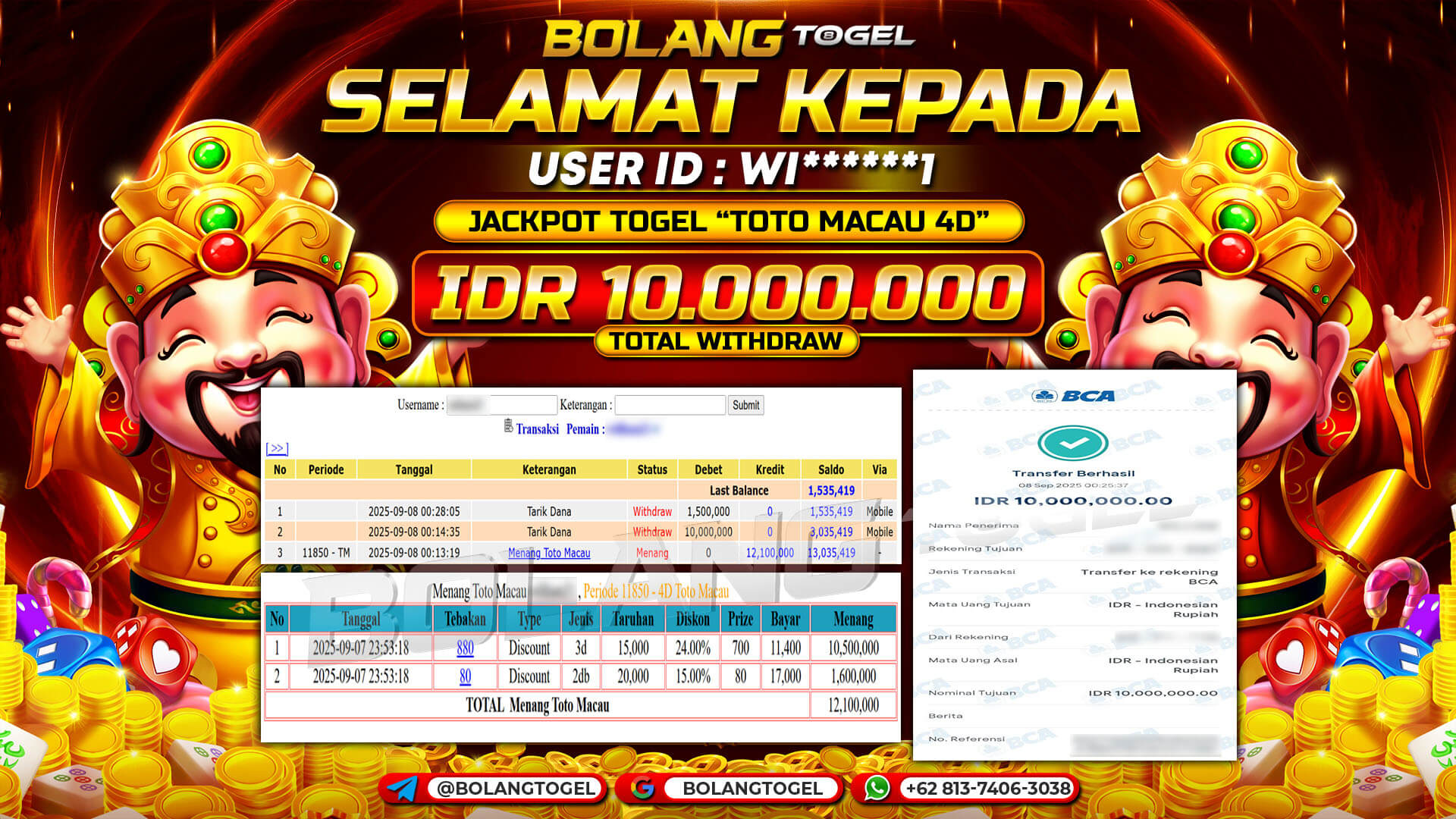 Bukti jackpot TOGEL TOTO MACAU 4D BOLANGTOGEL - gambar 1