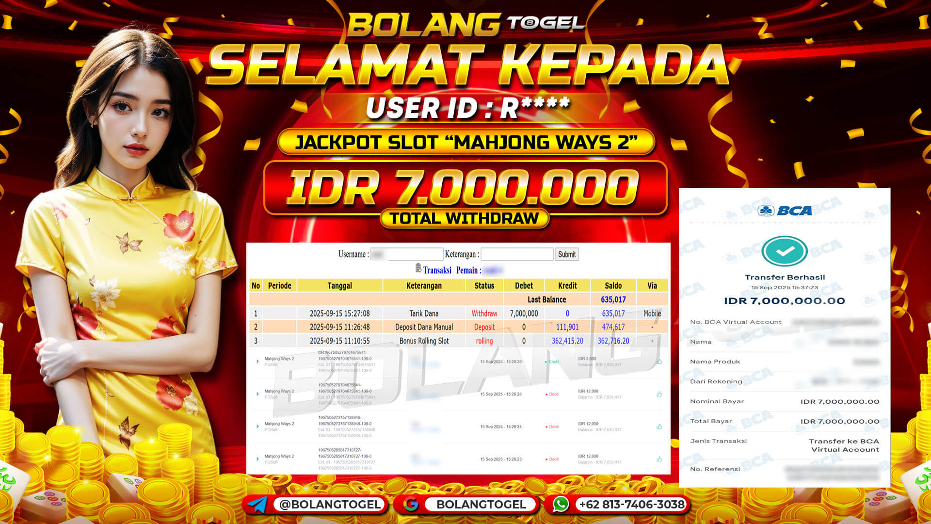 Bukti jackpot SLOT MAHJONG WAYS 2 BOLANGTOGEL - gambar 1