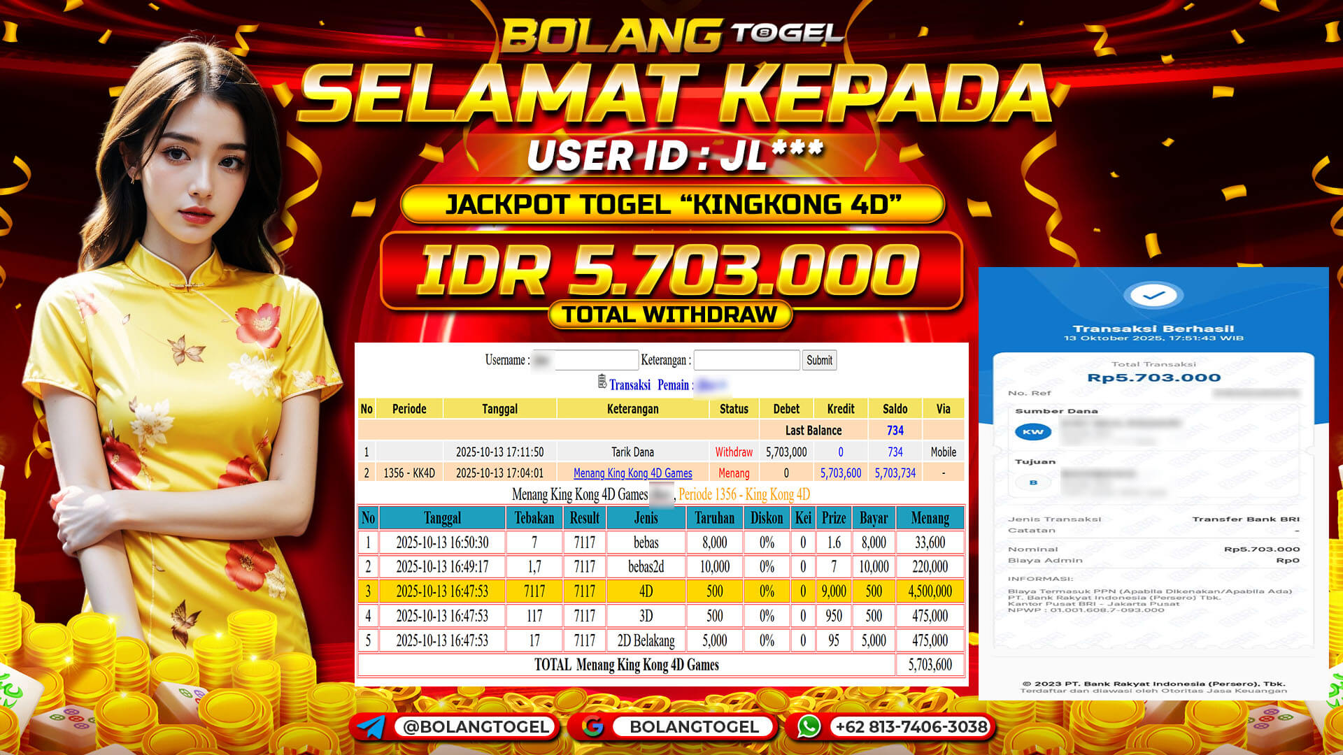 Bukti jackpot TOGEL KINGKONG 4D BOLANGTOGEL - gambar 1