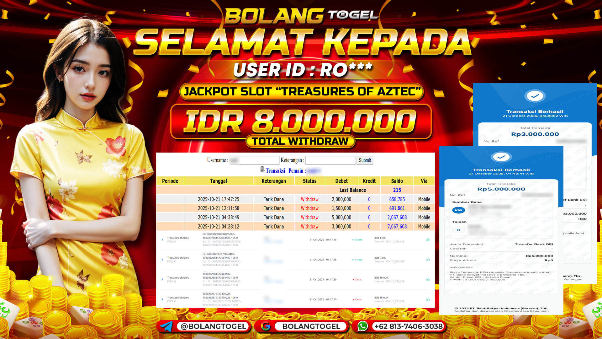 Bukti jackpot SLOT TREASURES OF AZTEC BOLANGTOGEL - gambar 1