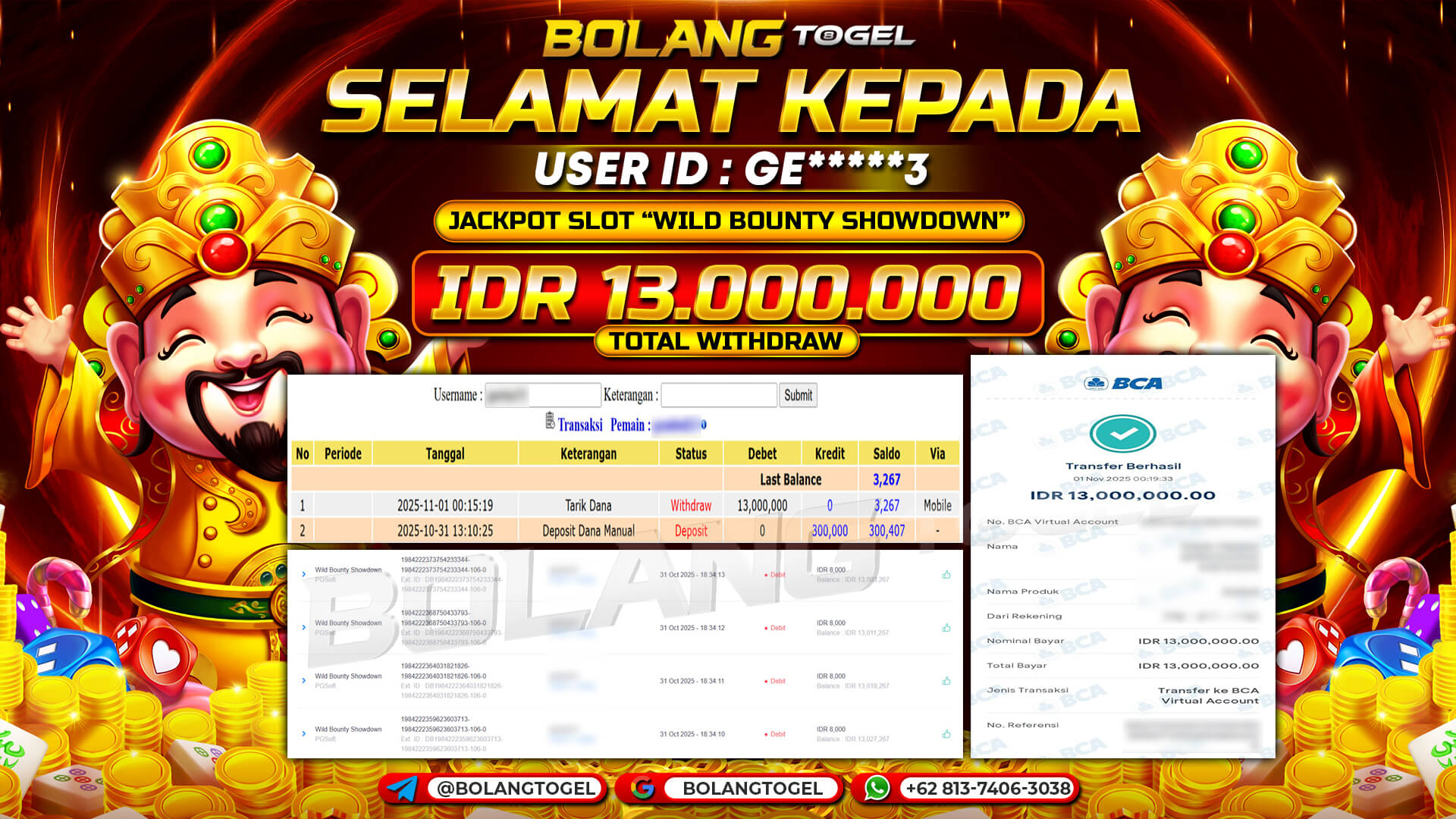 Bukti jackpot SLOT WILD BOUNTY SHOWDOWN BOLANGTOGEL - gambar 1
