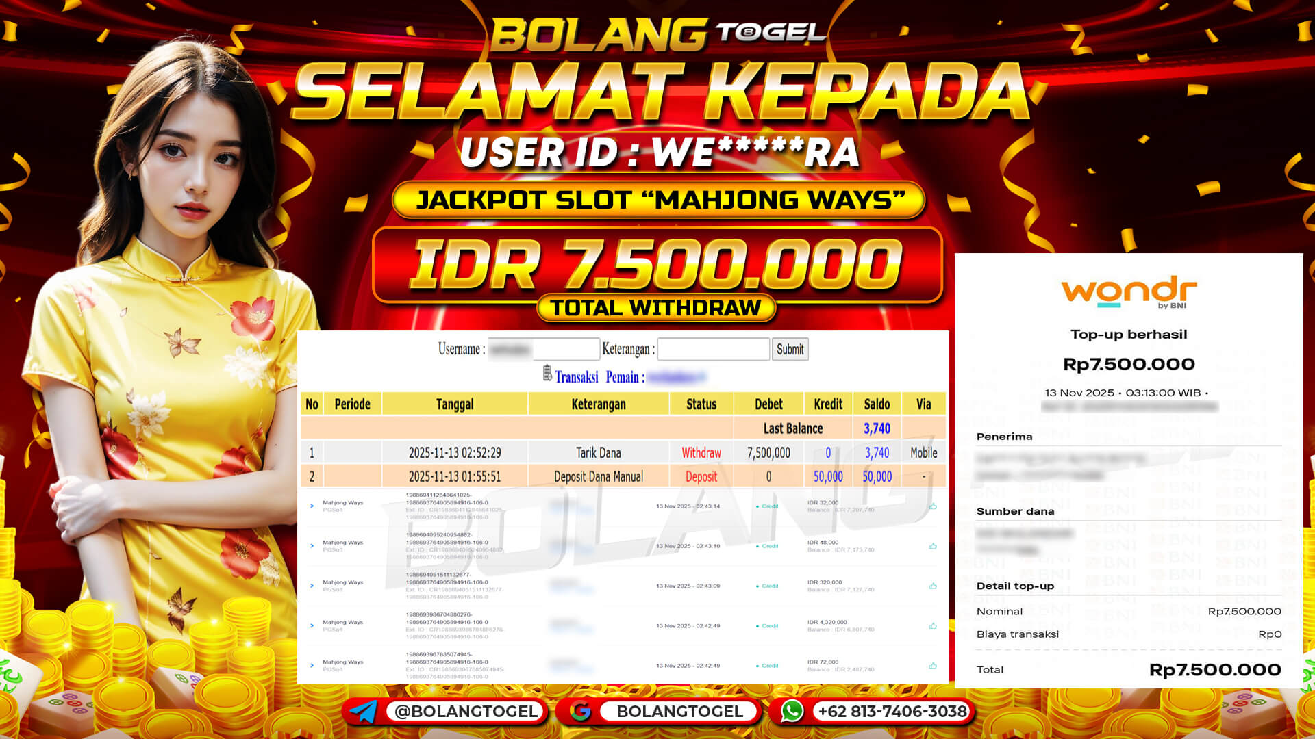 Bukti jackpot SLOT MAHJONG WAYS 1 BOLANGTOGEL - gambar 1