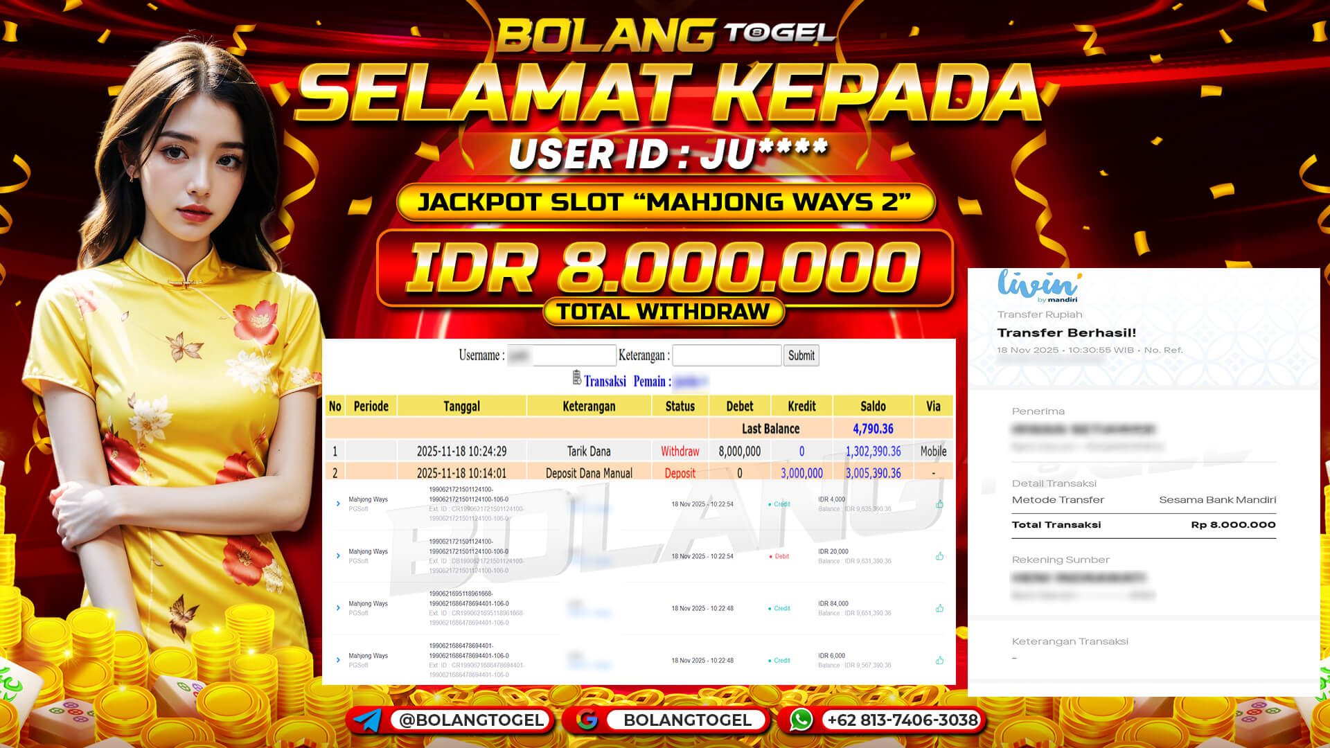Bukti jackpot SLOT MAHJONG WAYS 2 BOLANGTOGEL - gambar 1
